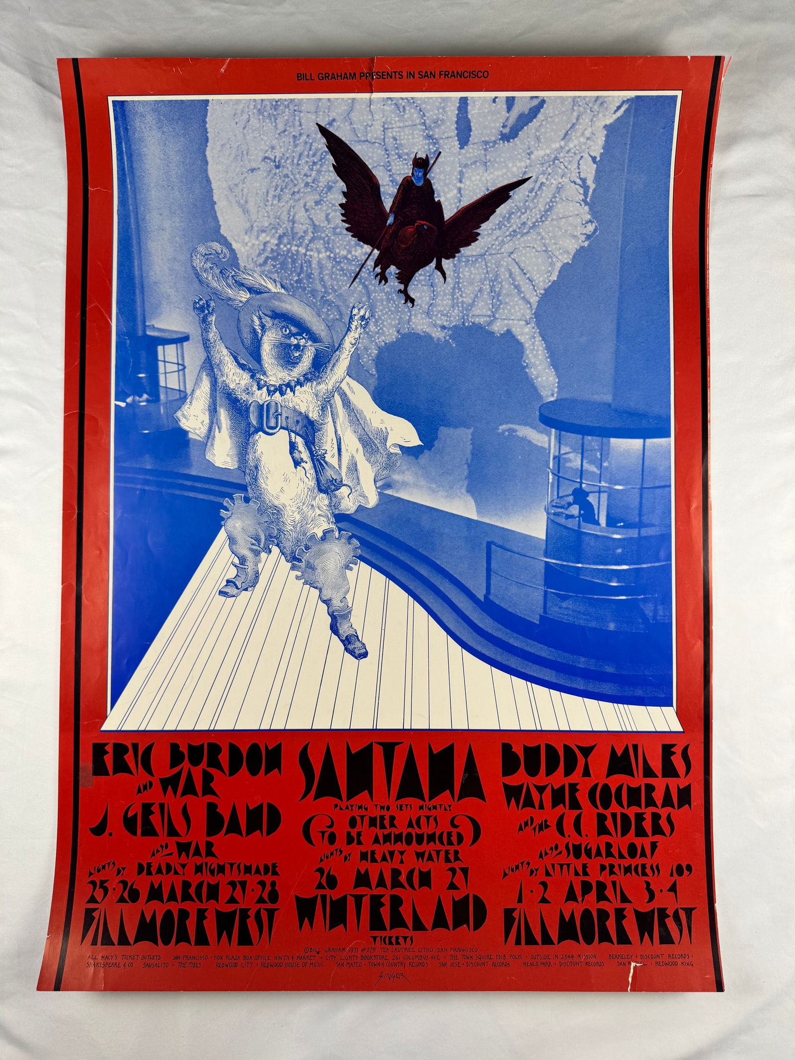 Eric Burdon Santana Buddy Miles Winterland Concert Poster 1971 (1 of 4)