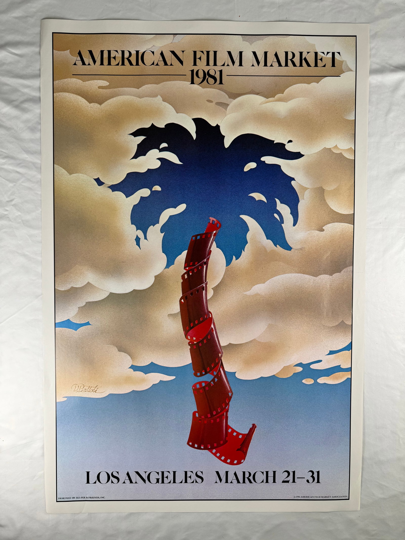 Dave Belloli American Film Market Poster 1981: Event poster for the American Film Market held in Los Angeles in 1981. Dates listed as March 21 through March 31.