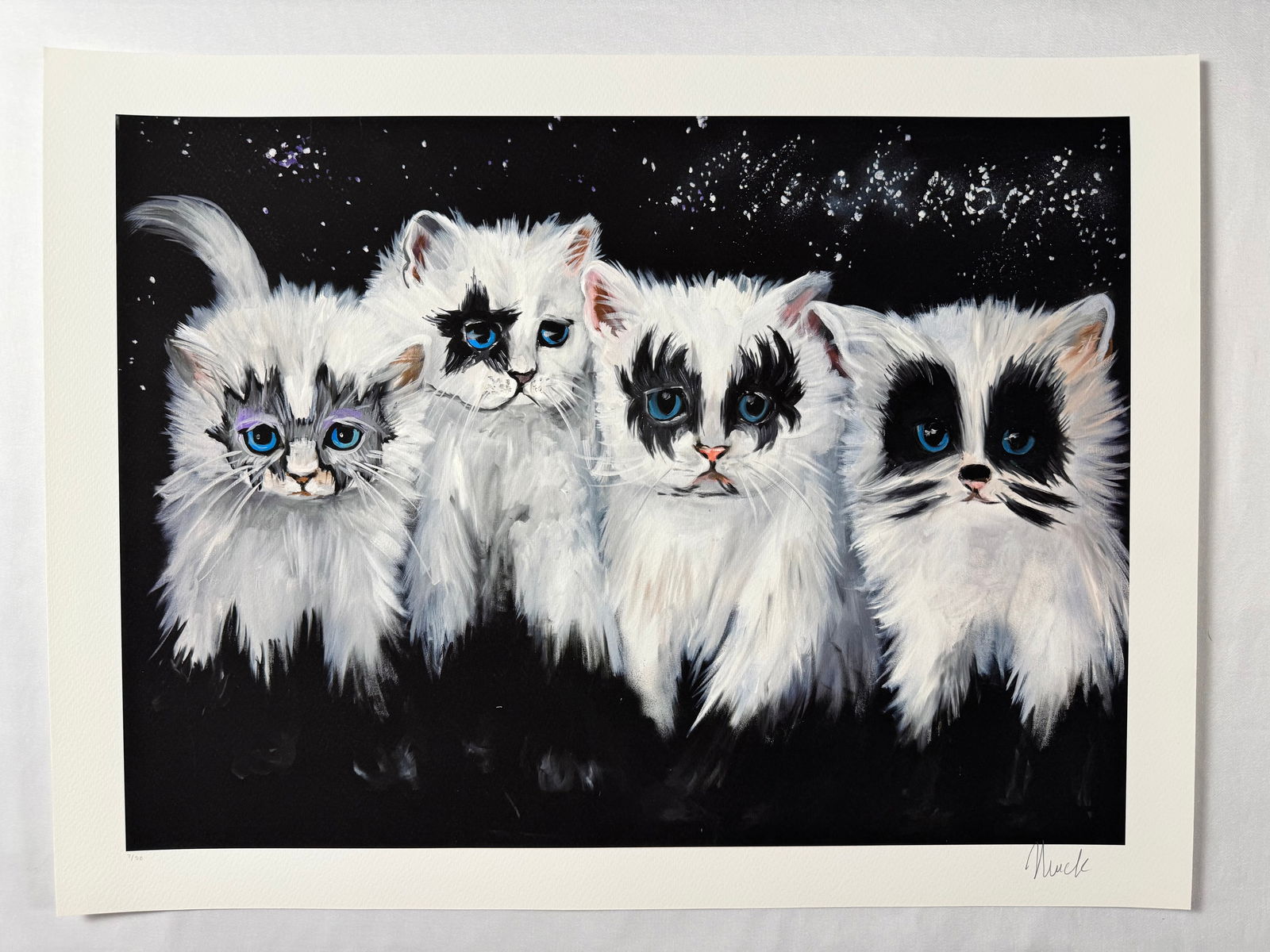 Kiss Cats Numbered 7/50 by Jules Muck Original Limited Edition Signed Print, 20"x15" (1 of 5)