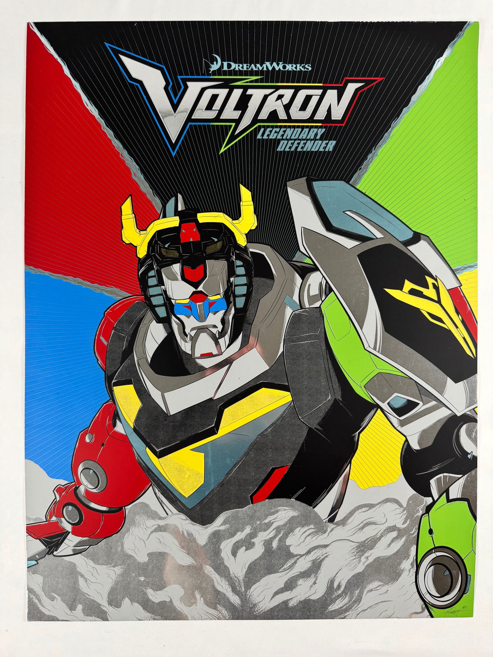 Voltron by Dreamworks Silver Foil Signed AP by Matthew Johnson Original TV Show Poster Print (1 of 4)
