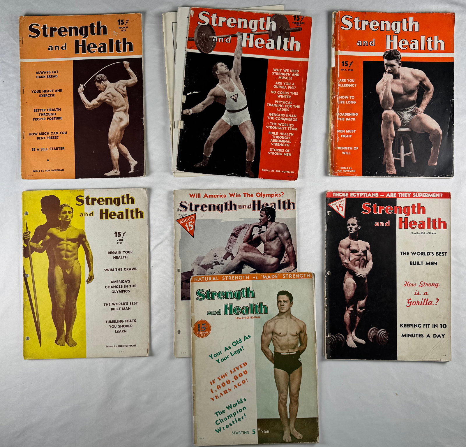 Lot of 7 Strength & Health Bodybuilding Magazines (1936) (1 of 6)