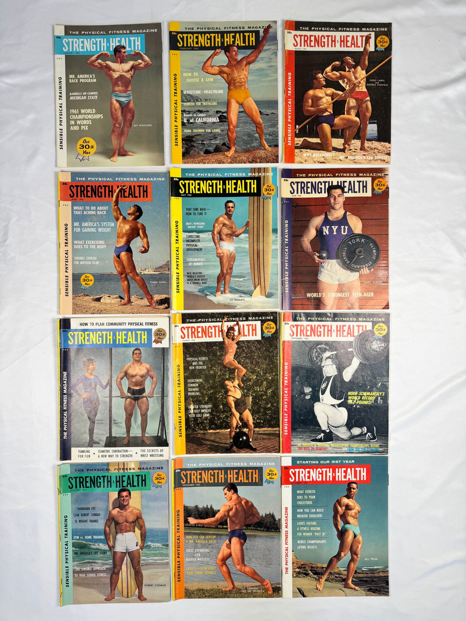 Lot of 12 Strength & Health Bodybuilding Magazines (1962) (1 of 5)
