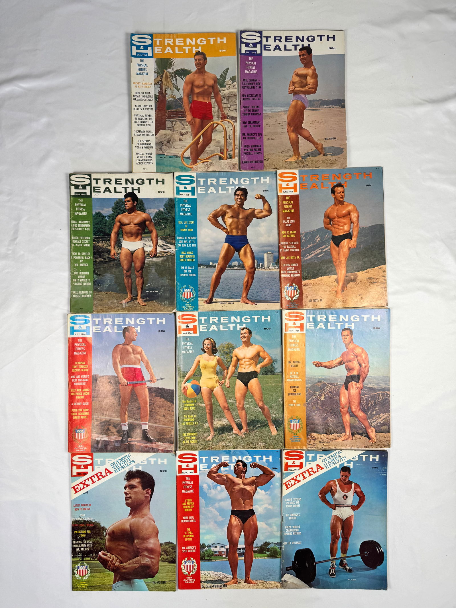 Lot of 11 Strength & Health Bodybuilding Magazines (1964) (1 of 5)