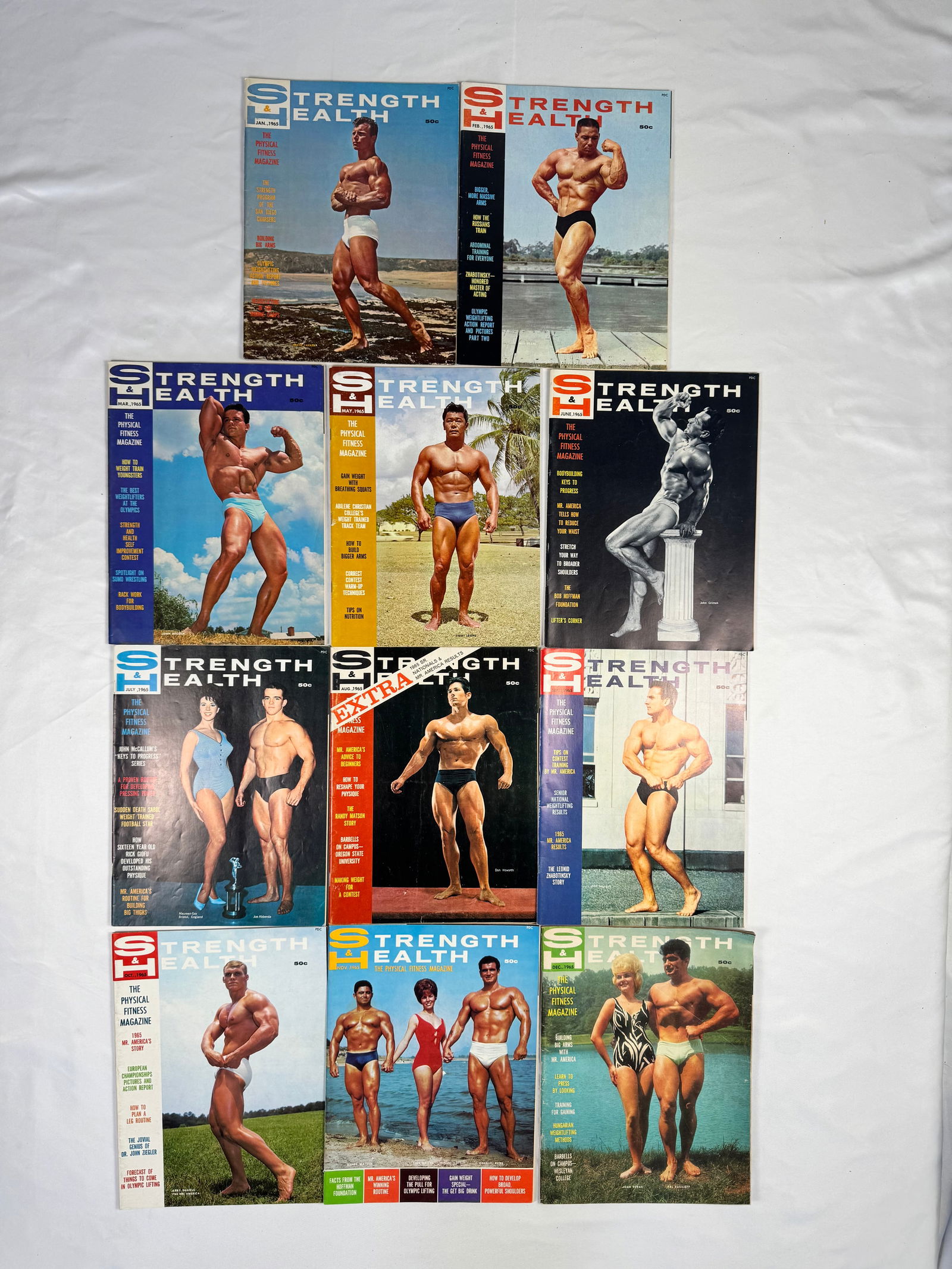 Lot of 11 Strength & Health Bodybuilding Magazines (1965) (1 of 5)