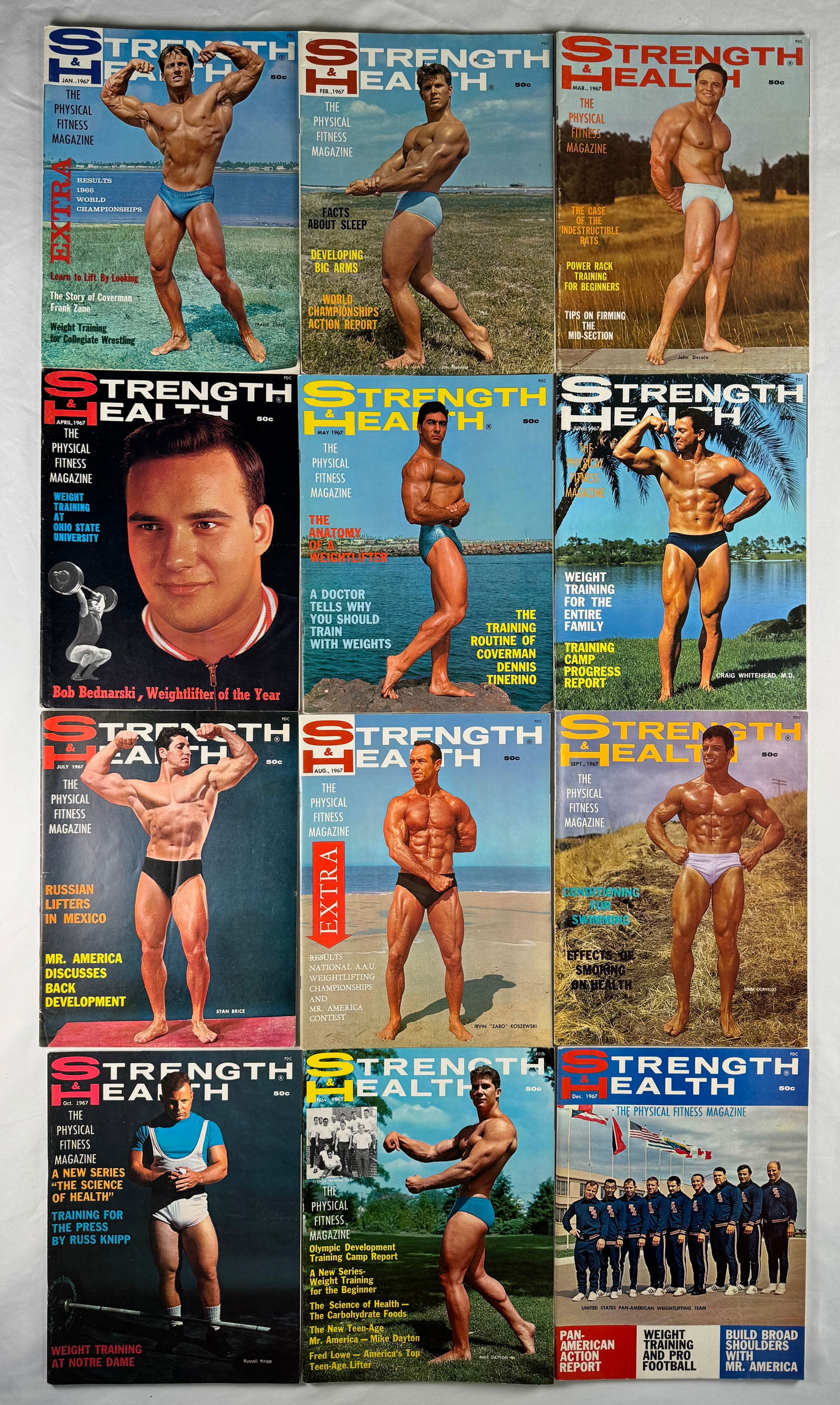 Lot of 12 Strength & Health Bodybuilding Magazines (1967) (1 of 5)