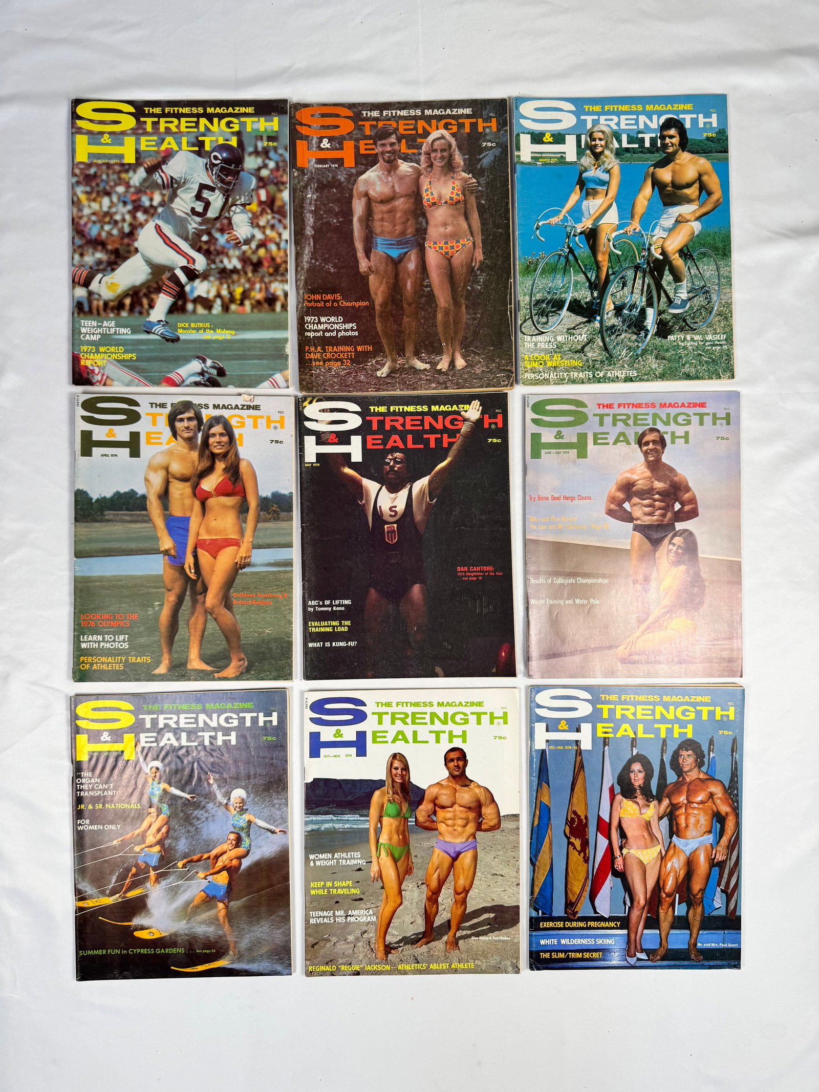 Lot of 9 Strength & Health Bodybuilding Magazines (1974) (1 of 10)