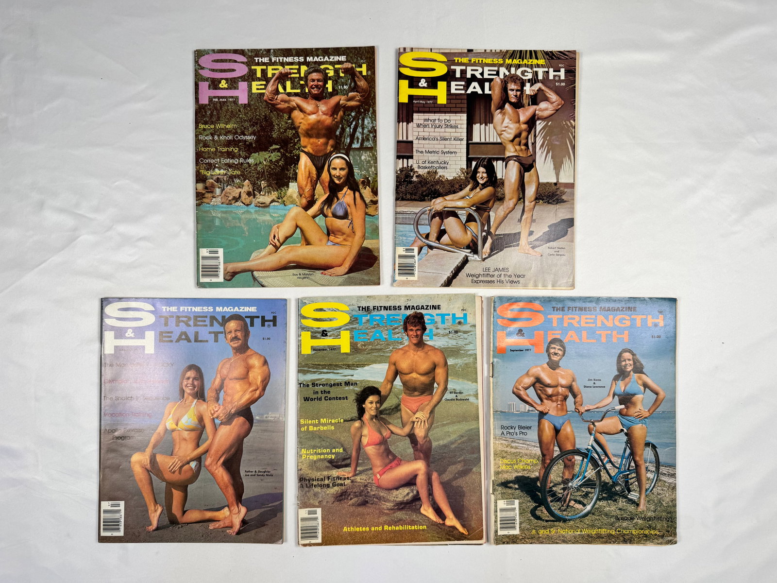 Lot of 5 Strength & Health Bodybuilding Magazines (1977) (1 of 6)