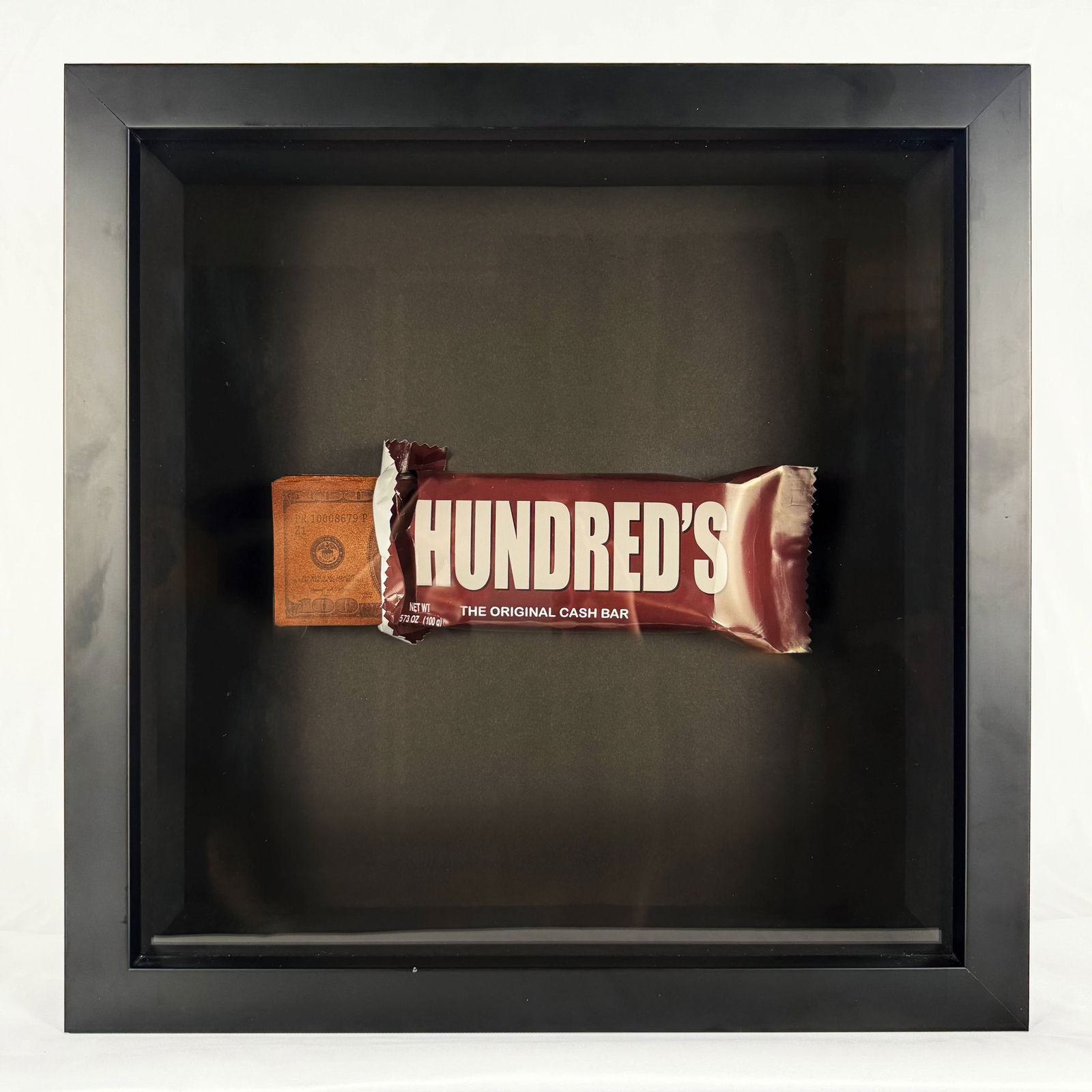 Daniel Allen Cohen Hundreds Bar Baby Bar Signed Numbered 1/3 with COA Mixed Media Display: Daniel Allen Cohen (b. 1987) is a Miami-based contemporary artist known for bold, concept-driven works that examine fame, addiction, capitalism, luxury, and cultural obsession. Working primarily in mi