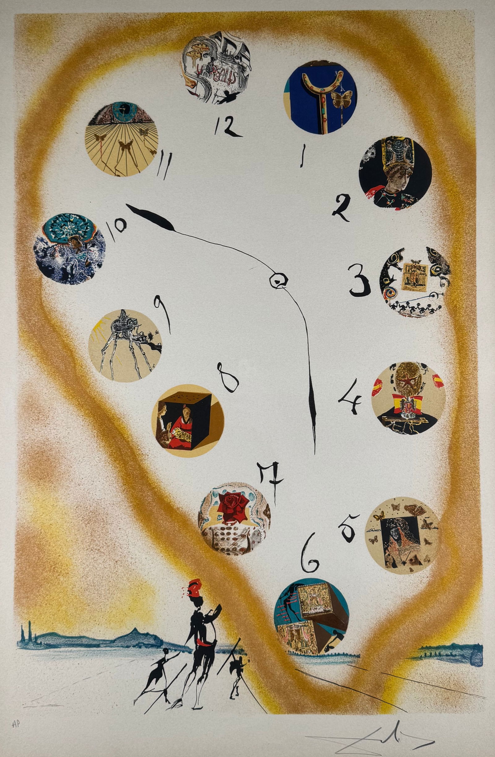 Salvador Dalí "Time and Space" 1973 Signed AP Lithograph 23x34 Framed 32x42 with COA: Salvador Dalí Time and Space color lithograph, 1973. Signed lower right and inscribed AP lower left. Sheet size 23 x 34 inches with certificate of authenticity.