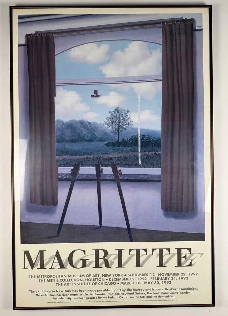 René Magritte 1992–93 MoMA Museum Modern Art New York Framed Exhibition Poster 26x39.5": René Magritte, The Human Condition, Original Exhibition Museum Poster from MOMA, Houston and Chicago.