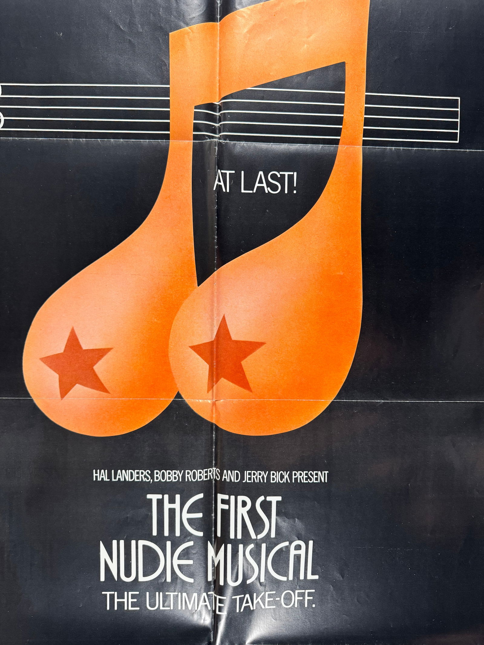 The First Nudie Musical 1976 Original 27 x 41 One Sheet Movie Poster: Original 1976 one sheet poster for The First Nudie Musical directed by Mark Haggard. Stars Cindy Williams and Stephen Nathan.