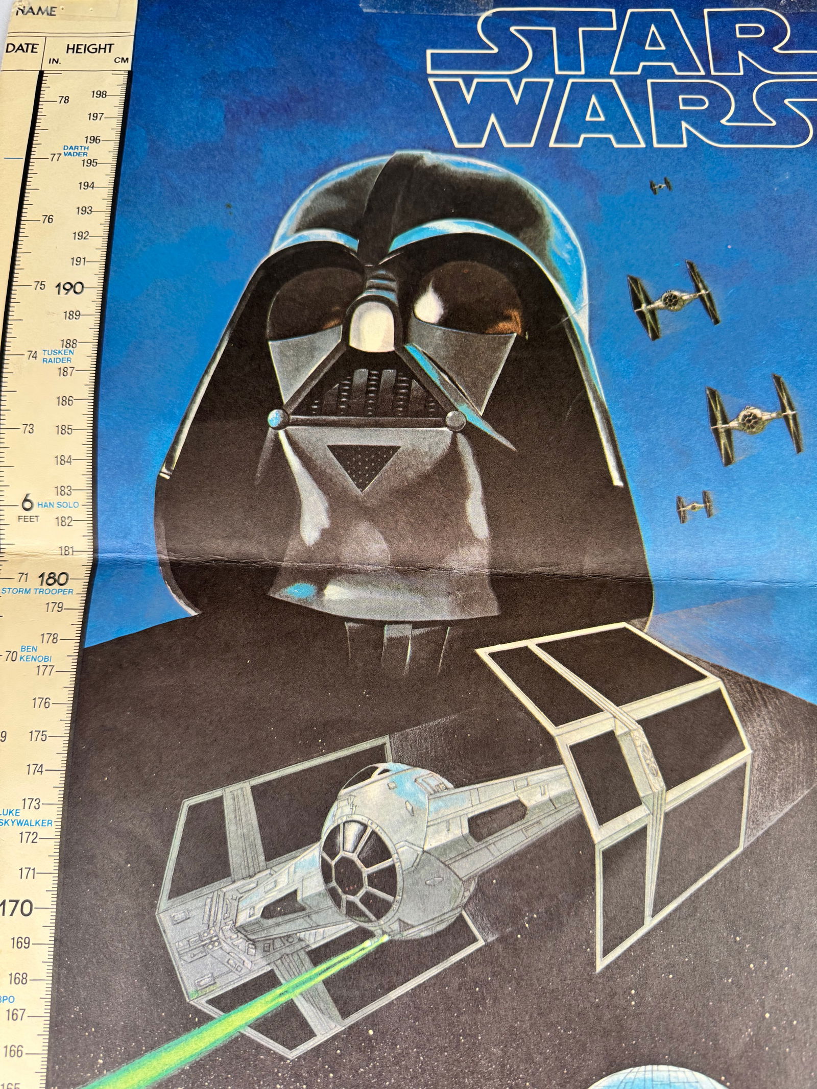 Star Wars 1978 Original Folded Paper Growth Chart Poster (1 of 8)