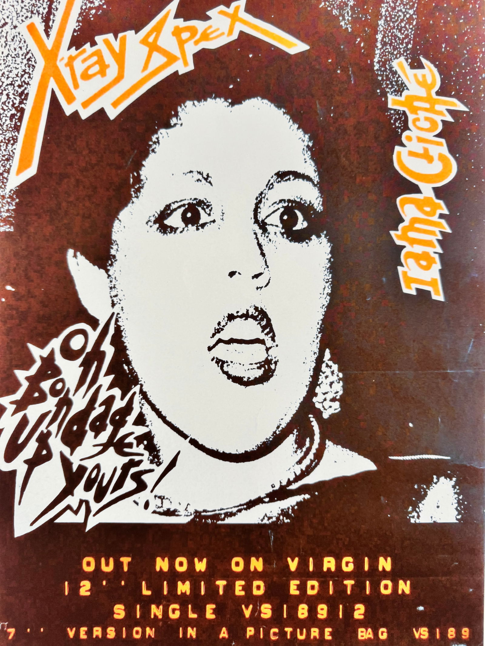 X-Ray Spex Oh Bondage Up Yours 1977 Promo Poster Virgin Records (1 of 4)