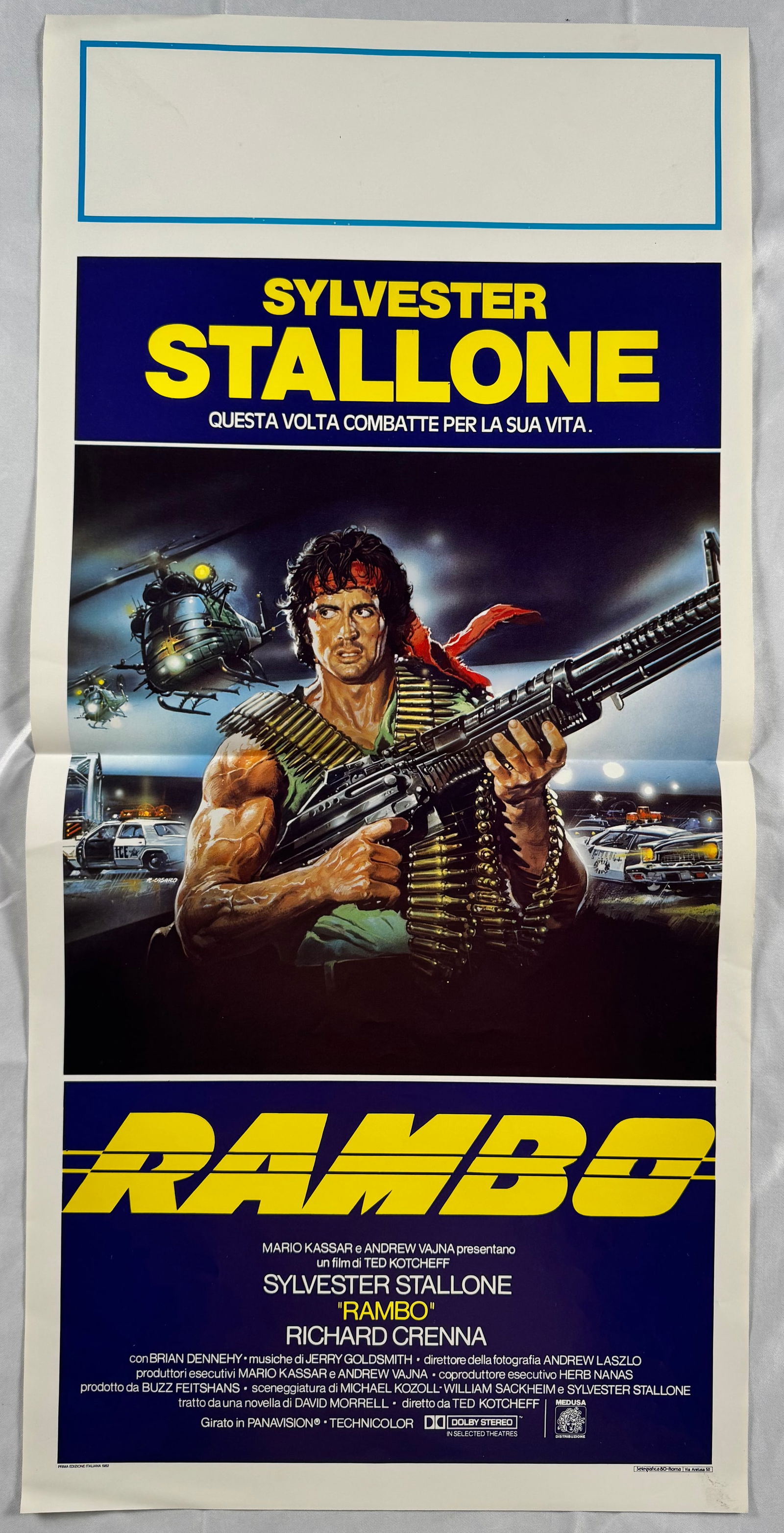 Rambo First Blood 1982 Original Italian Locandino Folded Movie Poster 13"x27.5" Sylvester Stallone (1 of 4)