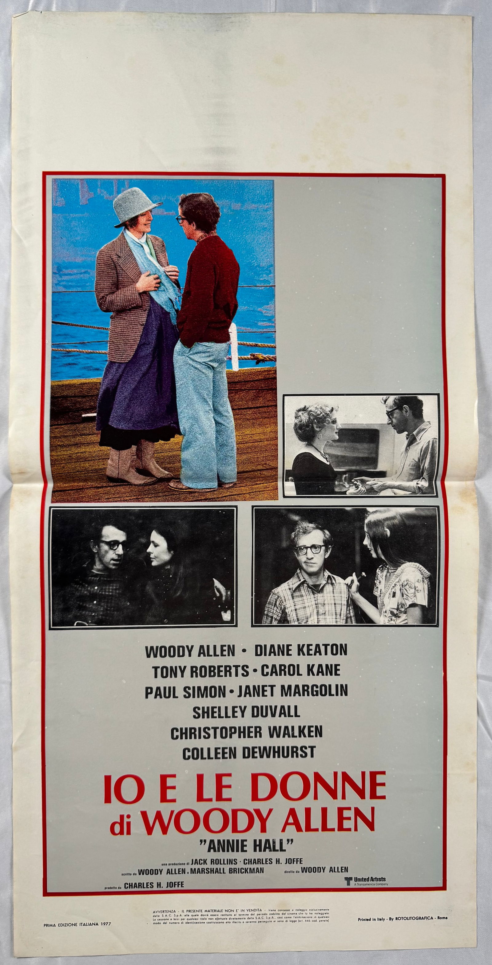 Annie Hall 1977 Original Italian Locandino Folded Movie Poster 13"x27.5" Woody Allen Diane Keaton (1 of 5)