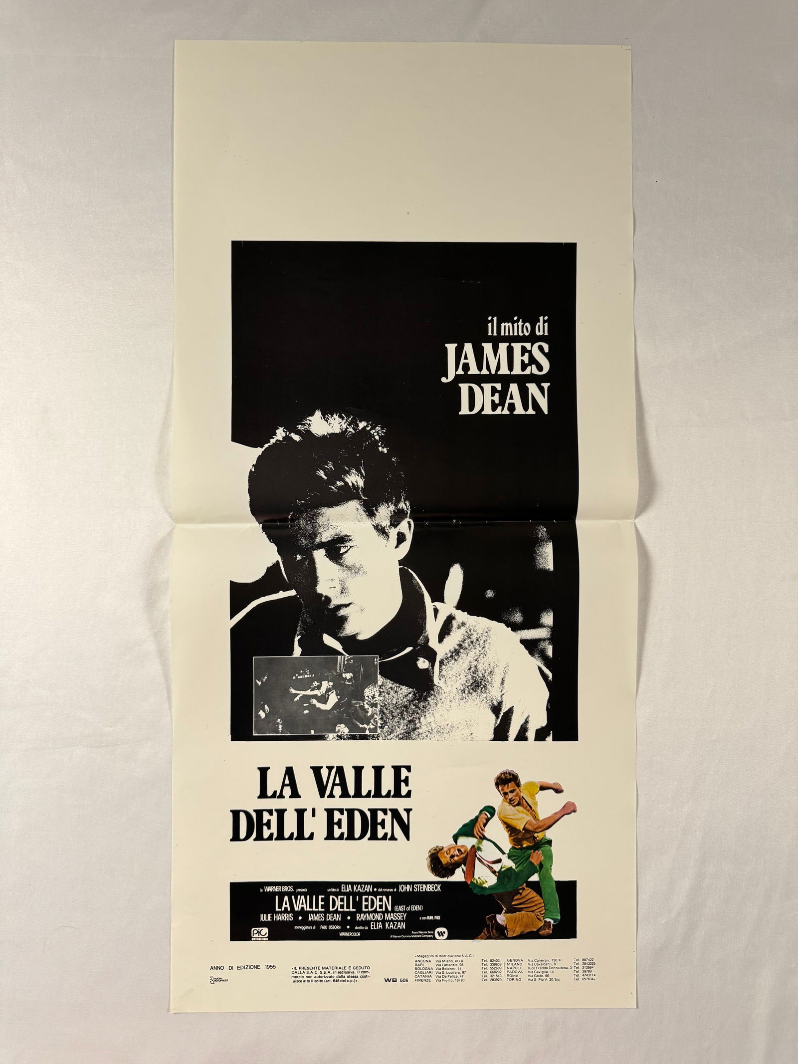 East of Eden 1955 Original RR80s Italian Locandino Folded Movie Poster James Dean 13"x27.5" (1 of 7)