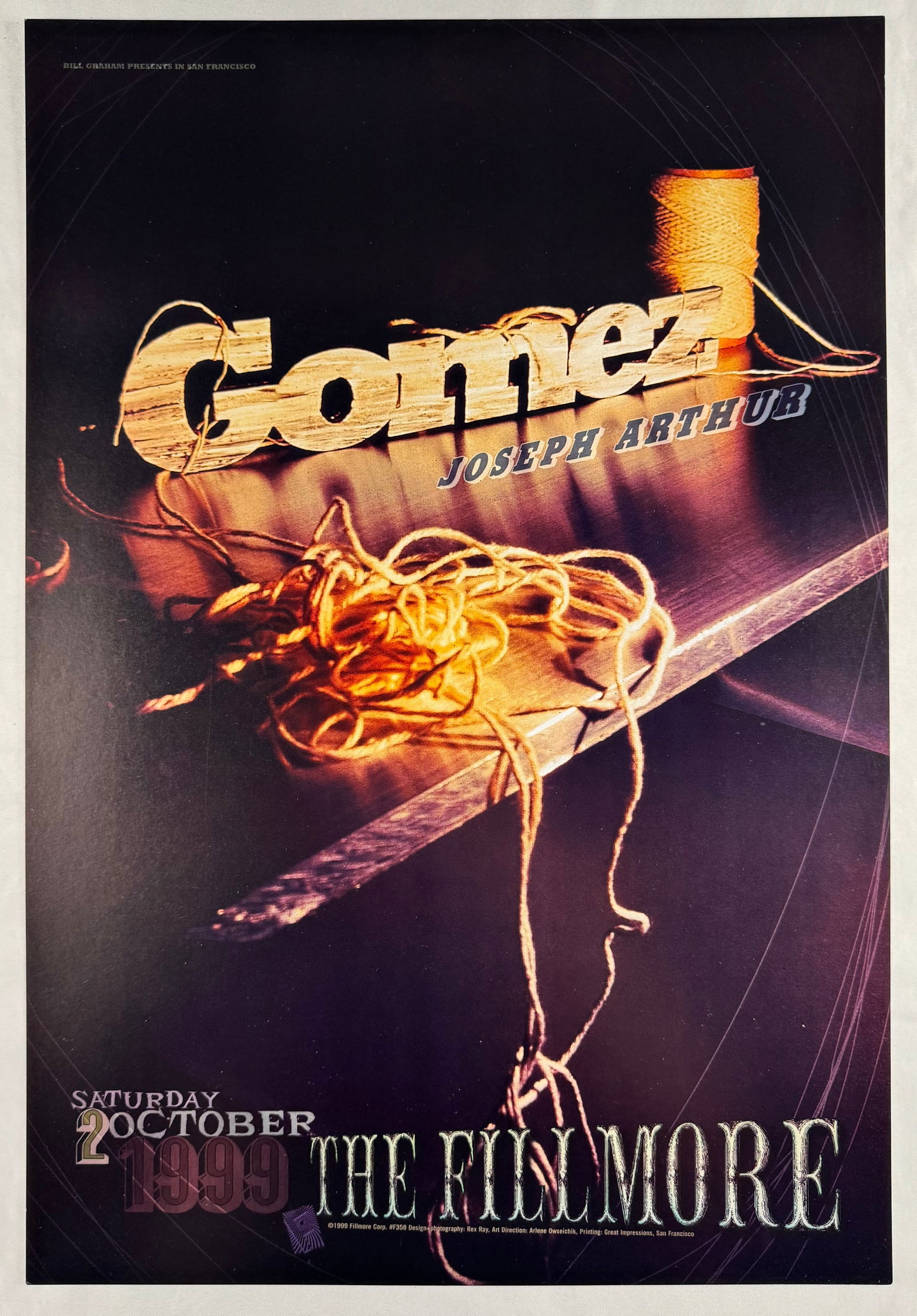 Gomez #F358 Joseph Arthur Oct 2 1999 Poster Bill Graham Fillmore (1 of 5)