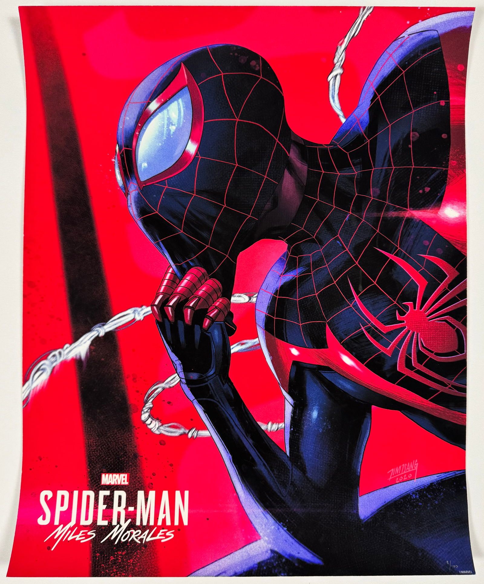 Marvel Spider Man Miles Morales Signed by Tim Tsang Numbered 8/100 Marvel Studios Art Print: Marvel Studios Spider-Man Miles Morales art print by Tim Tsang. Hand numbered 8/100.