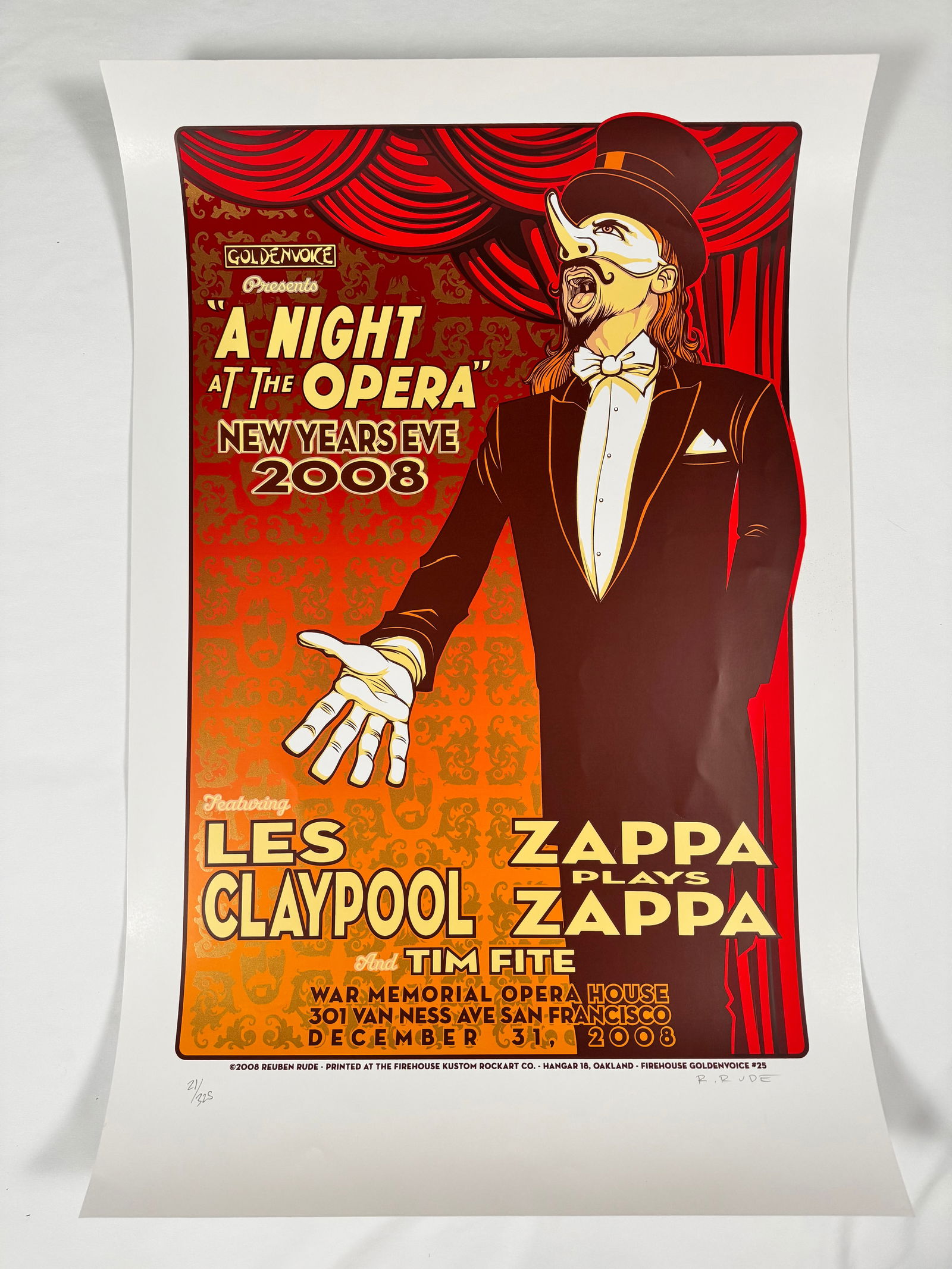 Les Claypool Plays Zappa by Rueben Rude Signed 2008 Numbered 21/325 Print Poster: Les Claypool Plays Zappa 2008 art print by Rueben Rude. Signed and numbered 21/325.