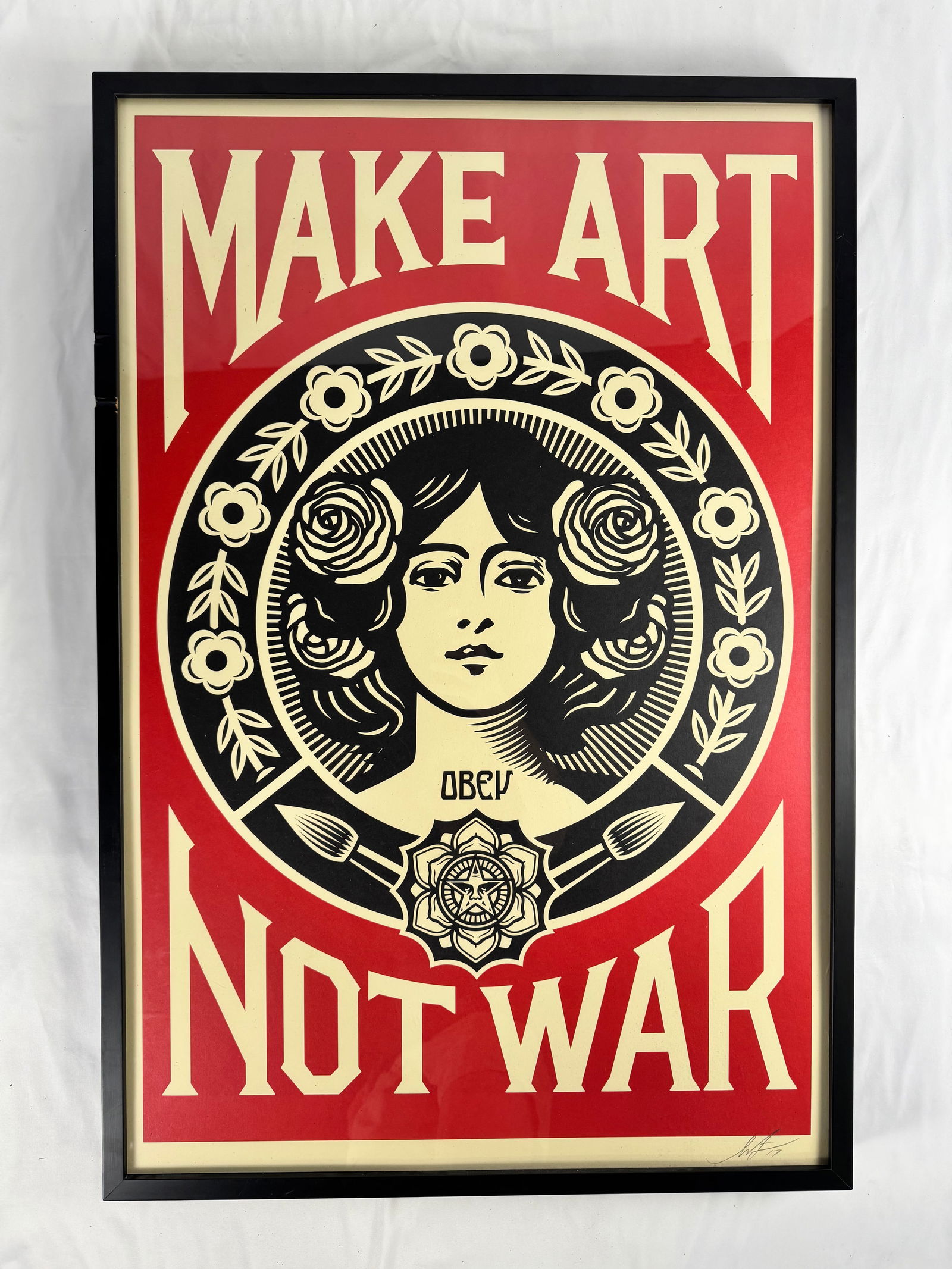 Shepard Fairey “Make Art Not War?? Framed Screenprint Signed Poster Print 24x36 (1 of 5)