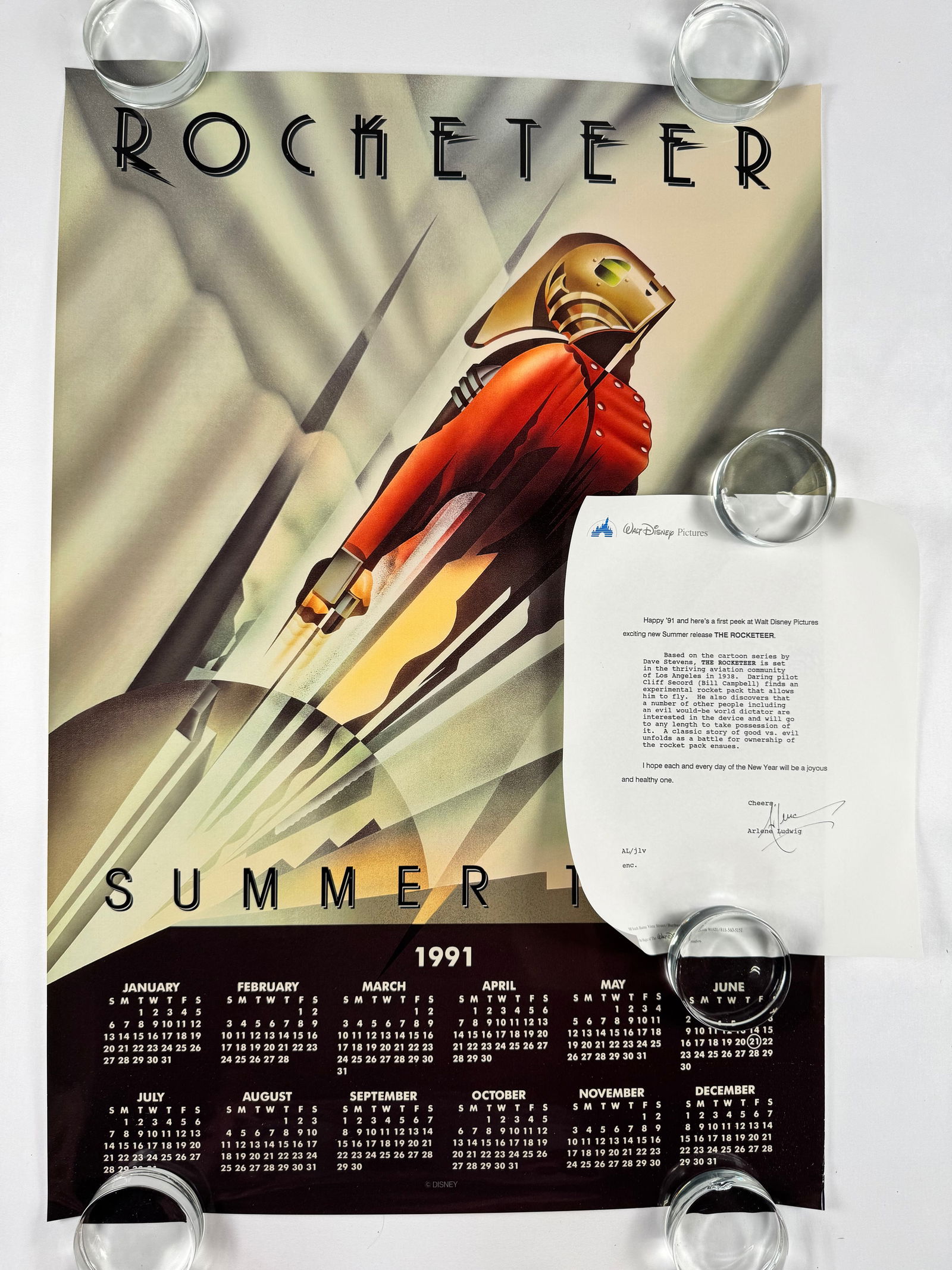 The Rocketeer (1991) Disney Promo Calendar Poster w/ Studio Letter (1 of 5)