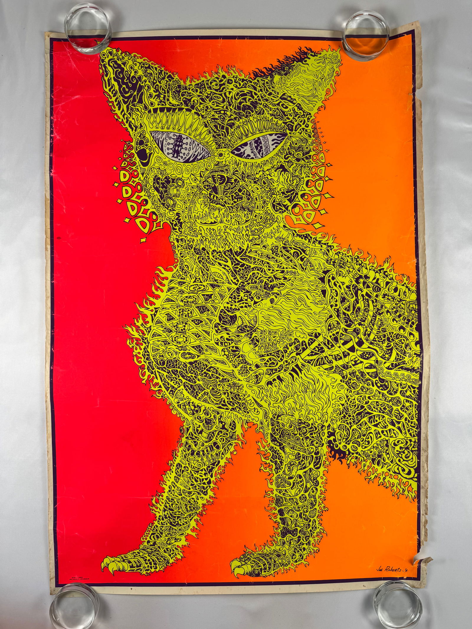 Joe Roberts Jr. 1967 Psychedelic Blacklight Cat Poster (1 of 6)