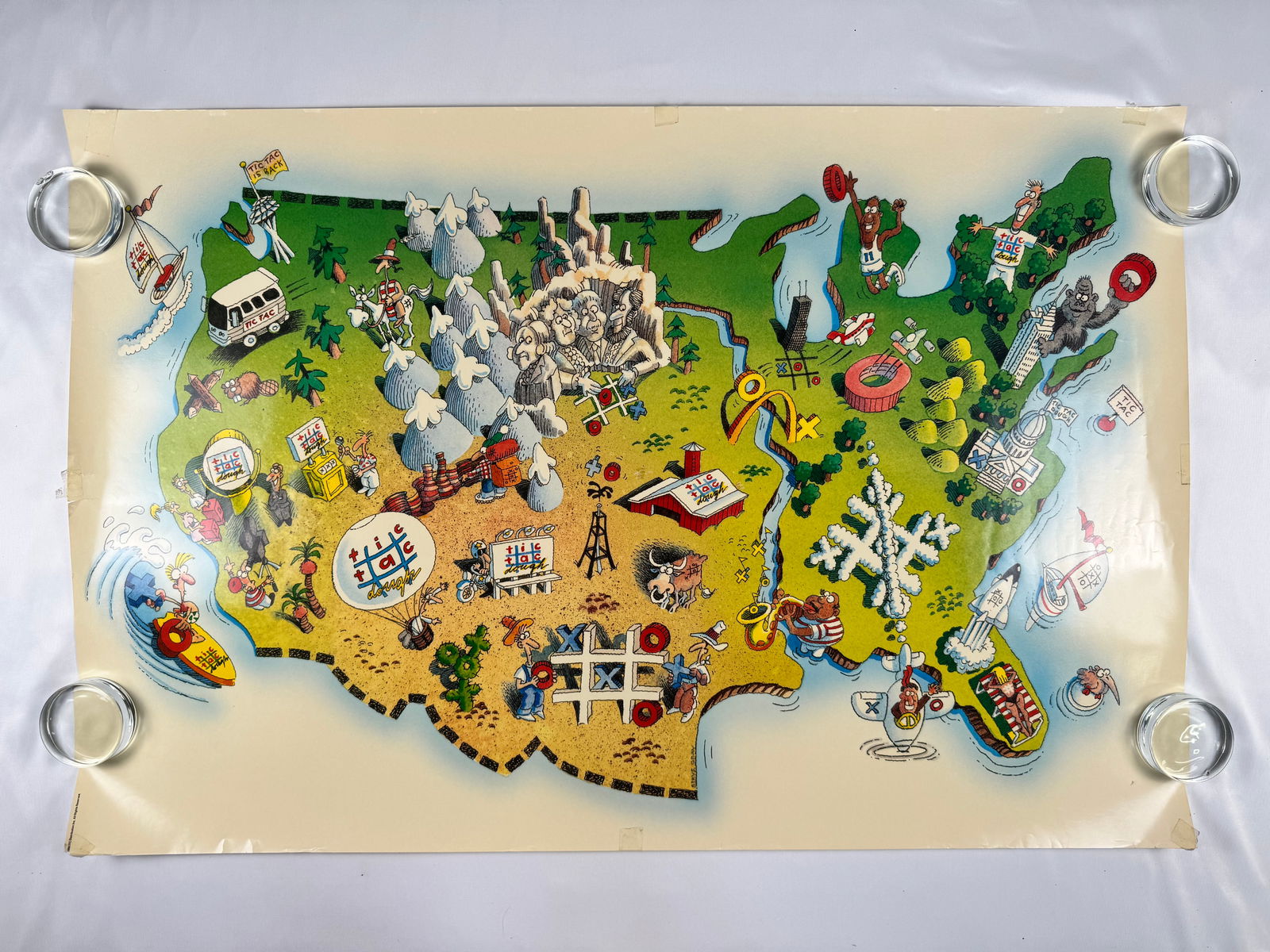 Tic-Tac-Dough Vintage Cartoon Map Poster of U.S. Landmarks Vintage TV Show (1 of 8)