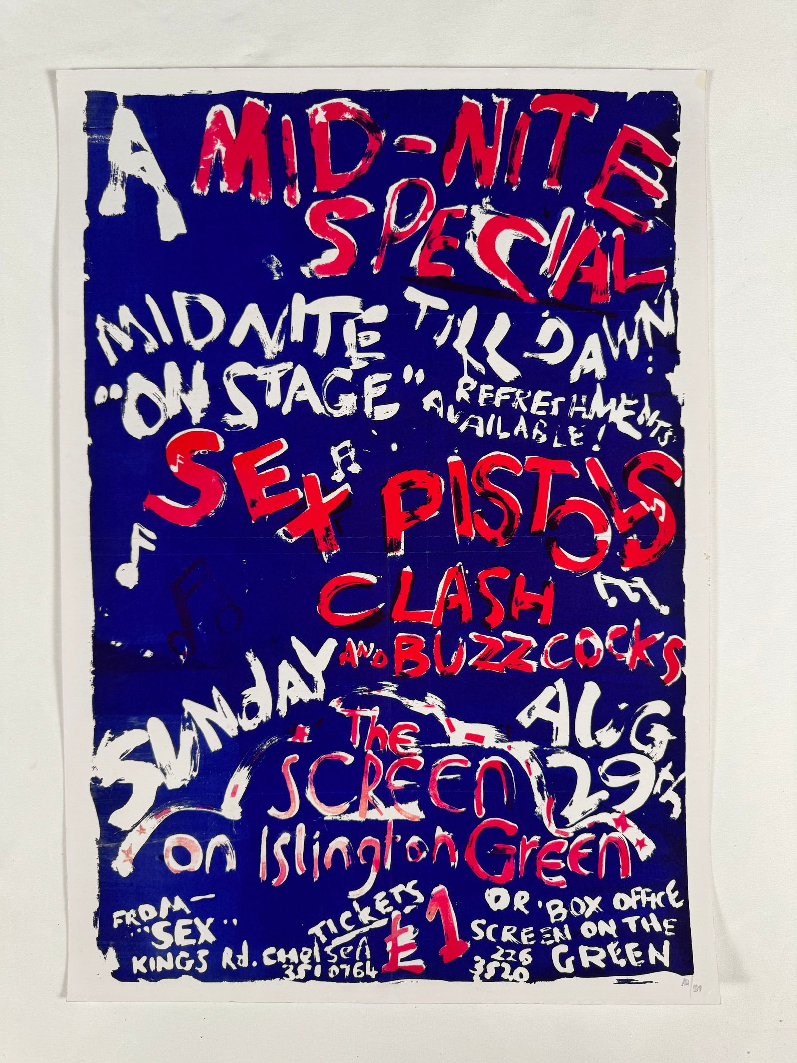 Sex Pistols 1976 Mid-night Special Concert Poster The Buzzcocks Clash Numbered 14/200 Original 1976 (1 of 5)