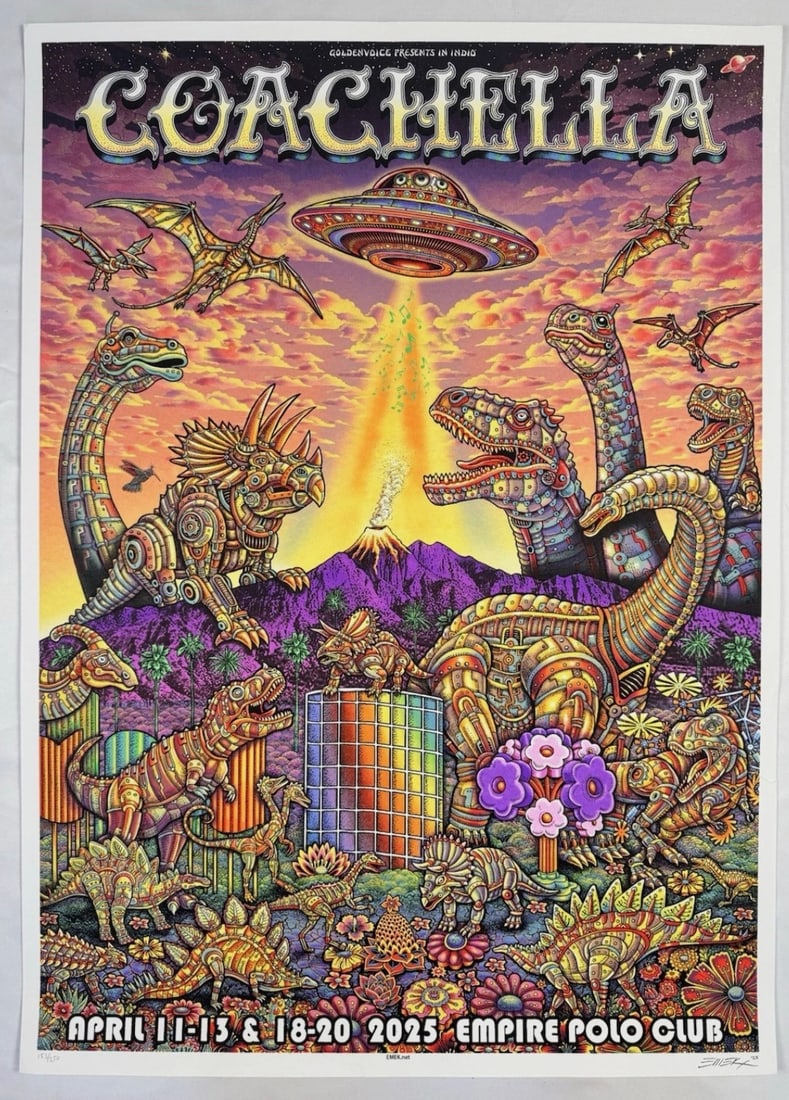 Coachella 2025 EMEK Signed 153/250 Concert Poster 22x30.5 (1 of 9)