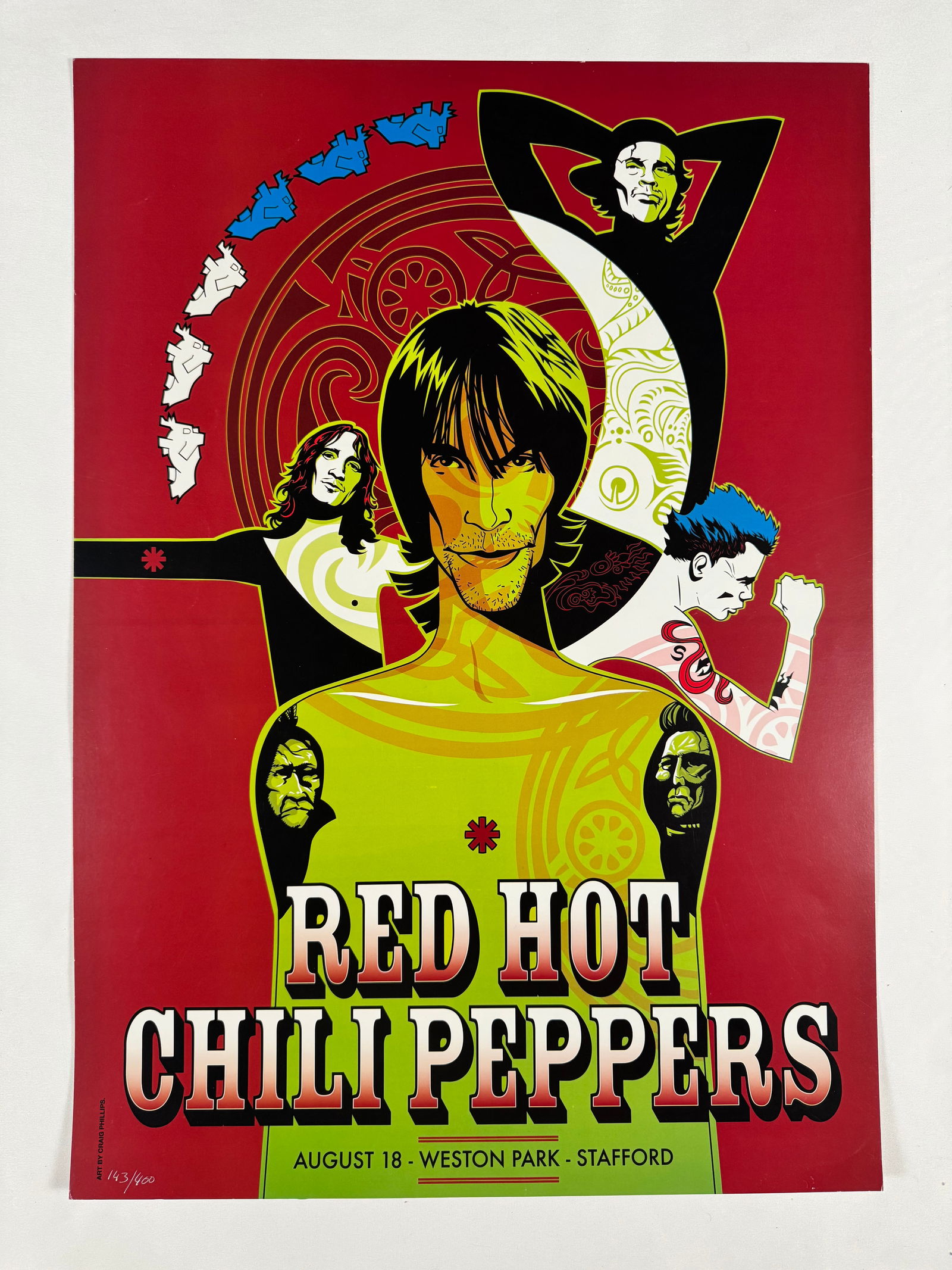 RHCP Red Hot Chili Peppers by Craig Phillips Original Vintage Concert Poster Numbered 143/400 (1 of 4)