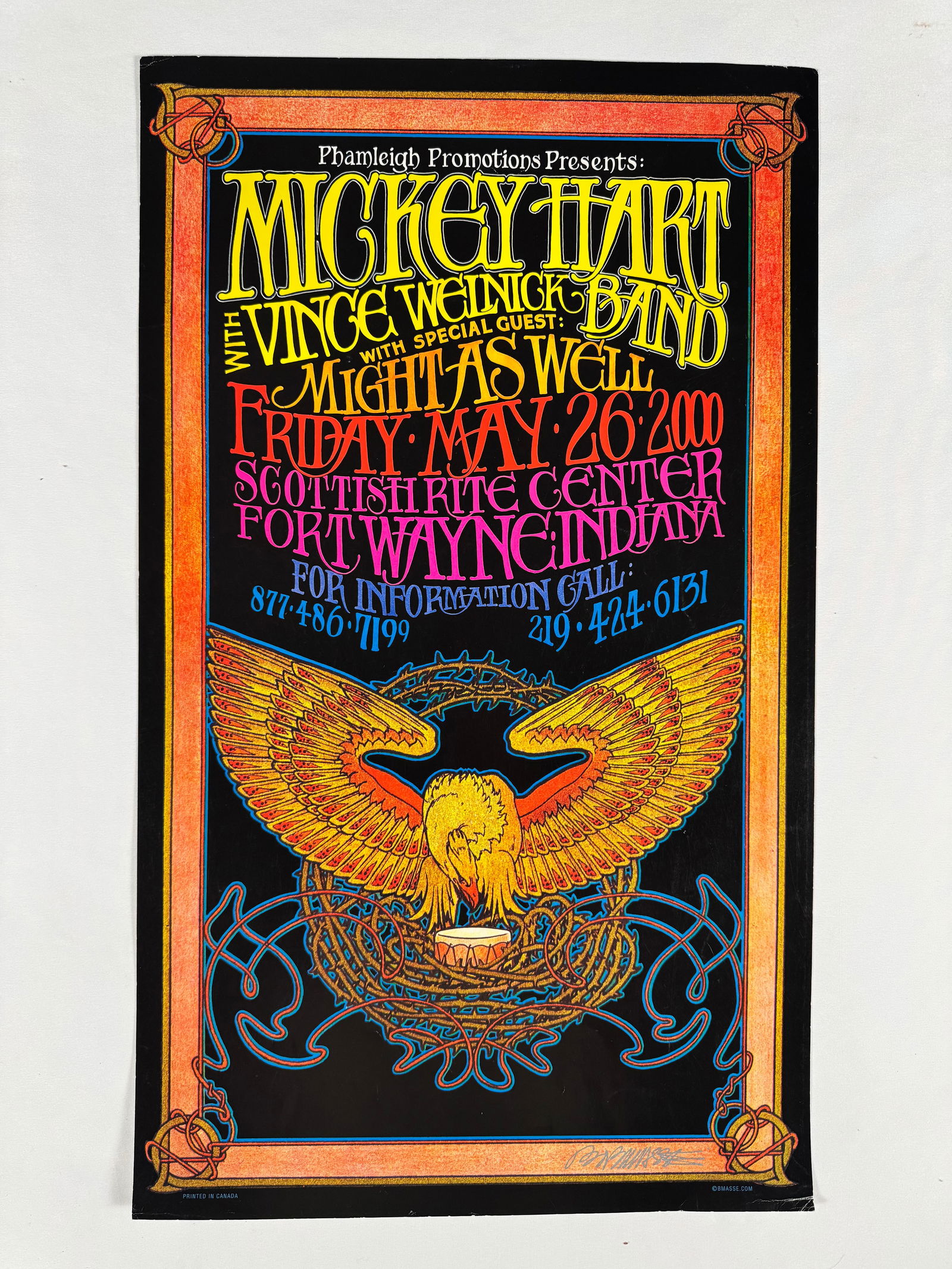 Mickey Hart Original Concert Poster Signed by Bob Masse (1 of 4)
