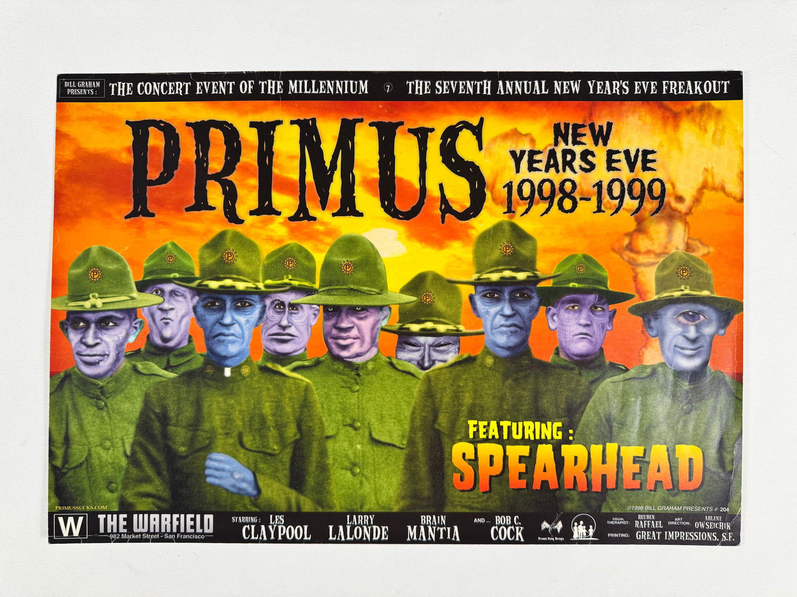 Primus NYE New Years Eve 1998 1999 Bill Graham Spearhead San Francisco Original Vintage Concert (1 of 5)