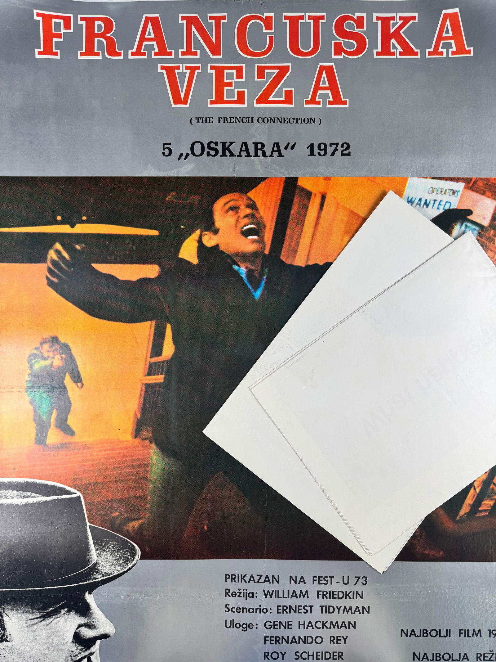 Lot of 3 French Connection II Sequel Movie Posters Original Gene Hackman: French Connection 2 27x41 Folded, French Connection 2 French Medium 23x31, French Connection 2 Linen Backed Yogoslavian 29x41 (Rolled)