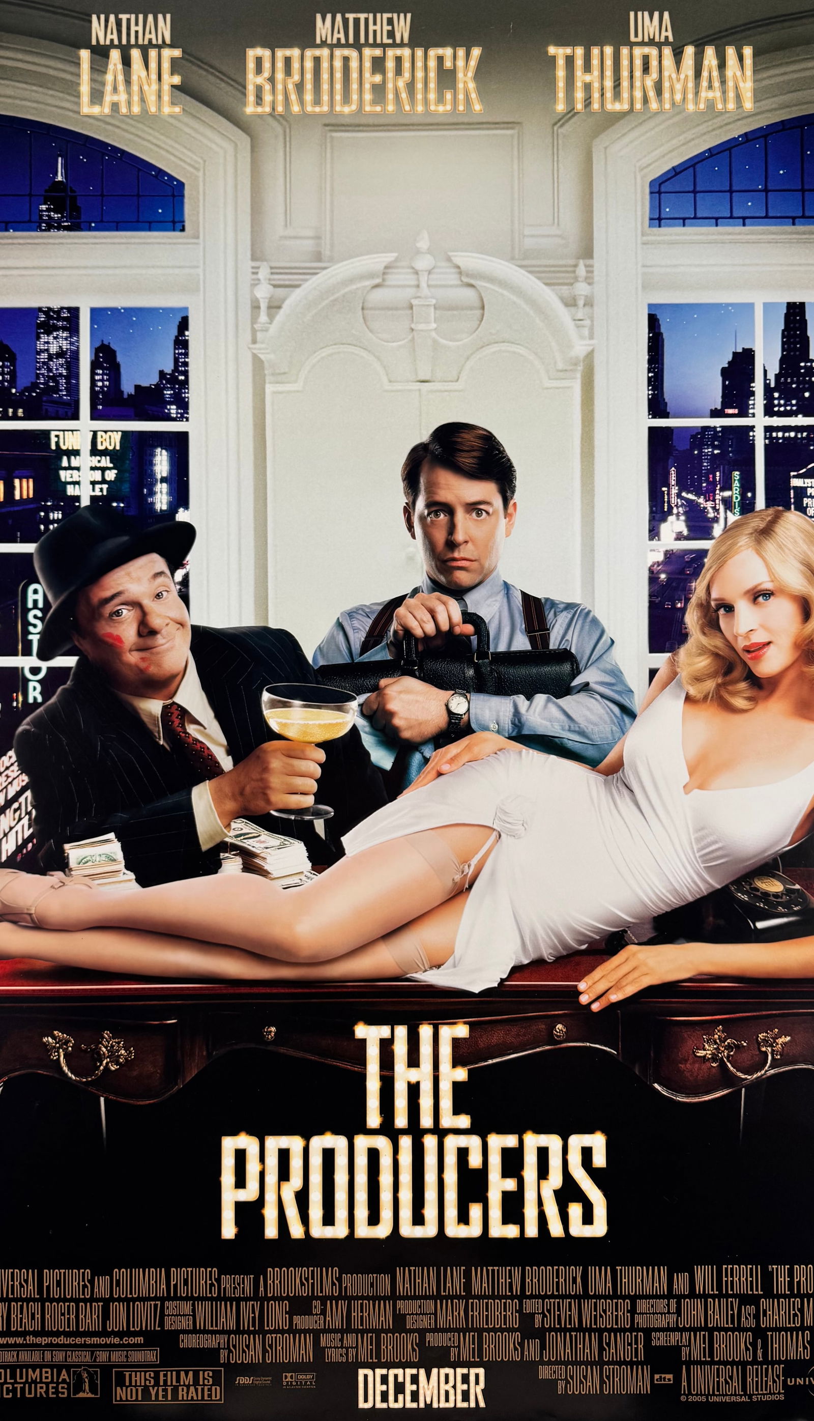 The Producers (2005) Original One Sheet Movie Poster Nathan Lane: The Producers is a 2005 musical comedy film directed by Susan Stroman and starring Nathan Lane, Matthew Broderick, Uma Thurman, and Will Ferrell. This is a U.S. one sheet theatrical release poster for