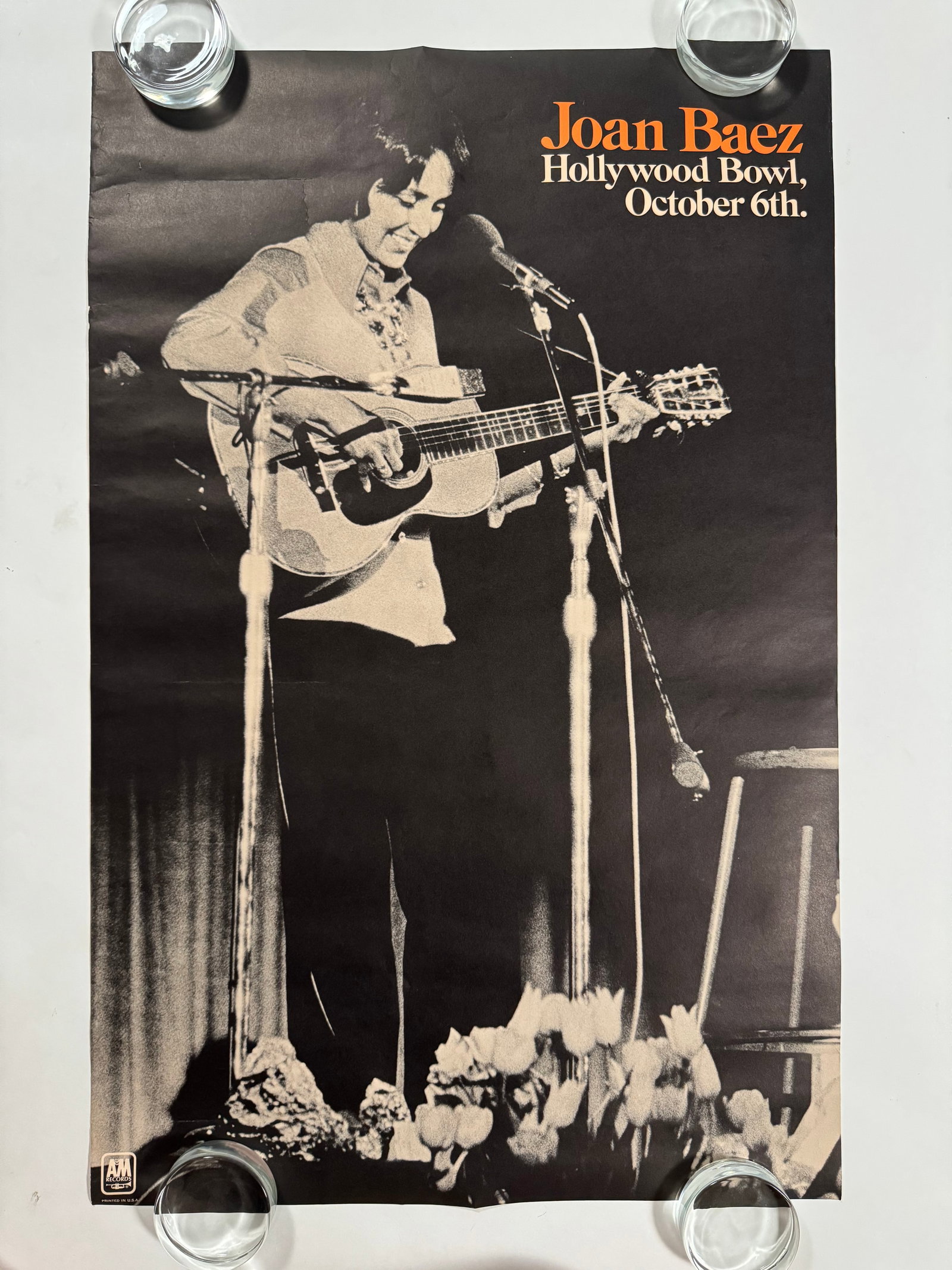 Joan Baez 1972 Original Hollywood Bowl Poster A&M Records 18"x28" (1 of 4)