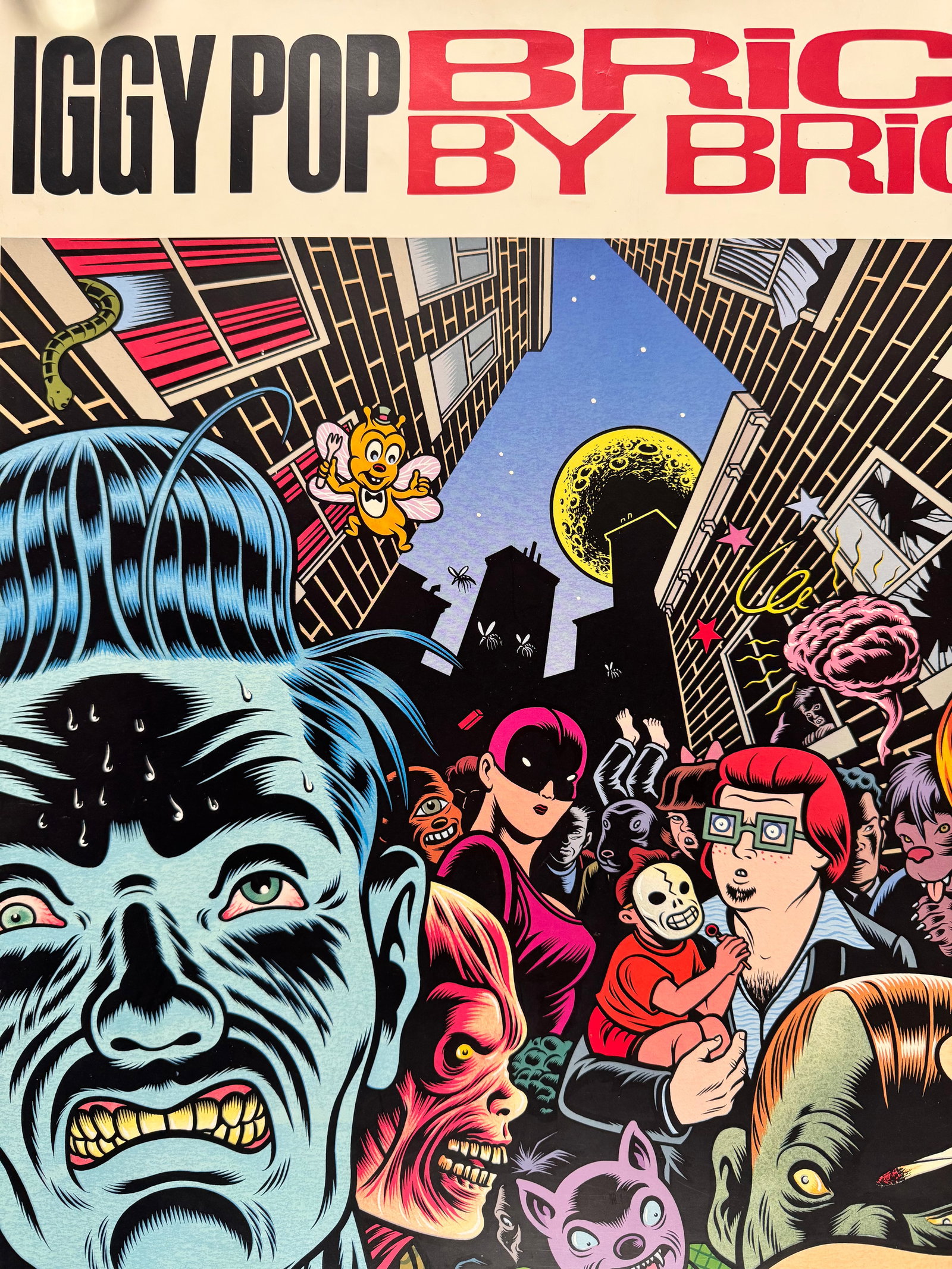 Iggy Pop Brick by Brick 1990 Promo Poster Charles Burns Album Cover Art (1 of 9)