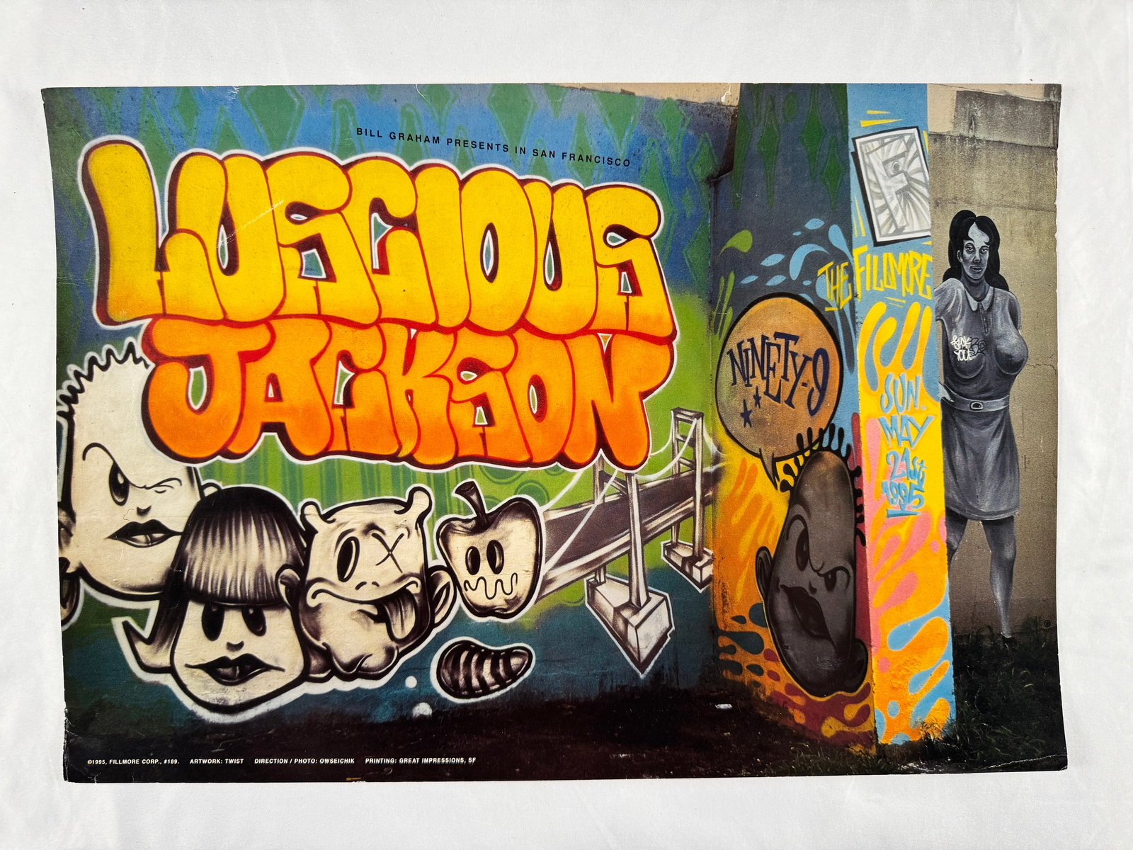 Luscious Jackson Fillmore San Francisco May 1995 Concert Poster Bill Graham (1 of 4)
