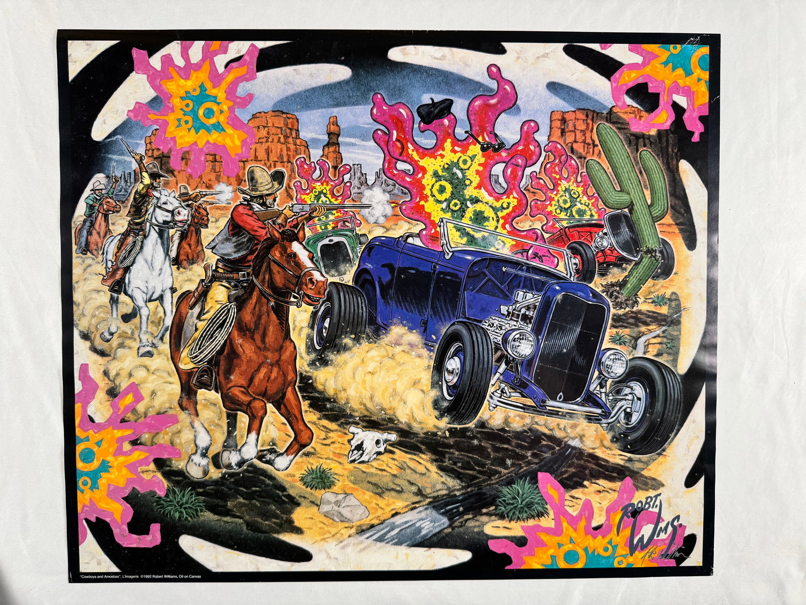 Robert Williams Signed Cowboys and Amoebas 1992 Poster Hot Rod Surreal Art Print (1 of 7)