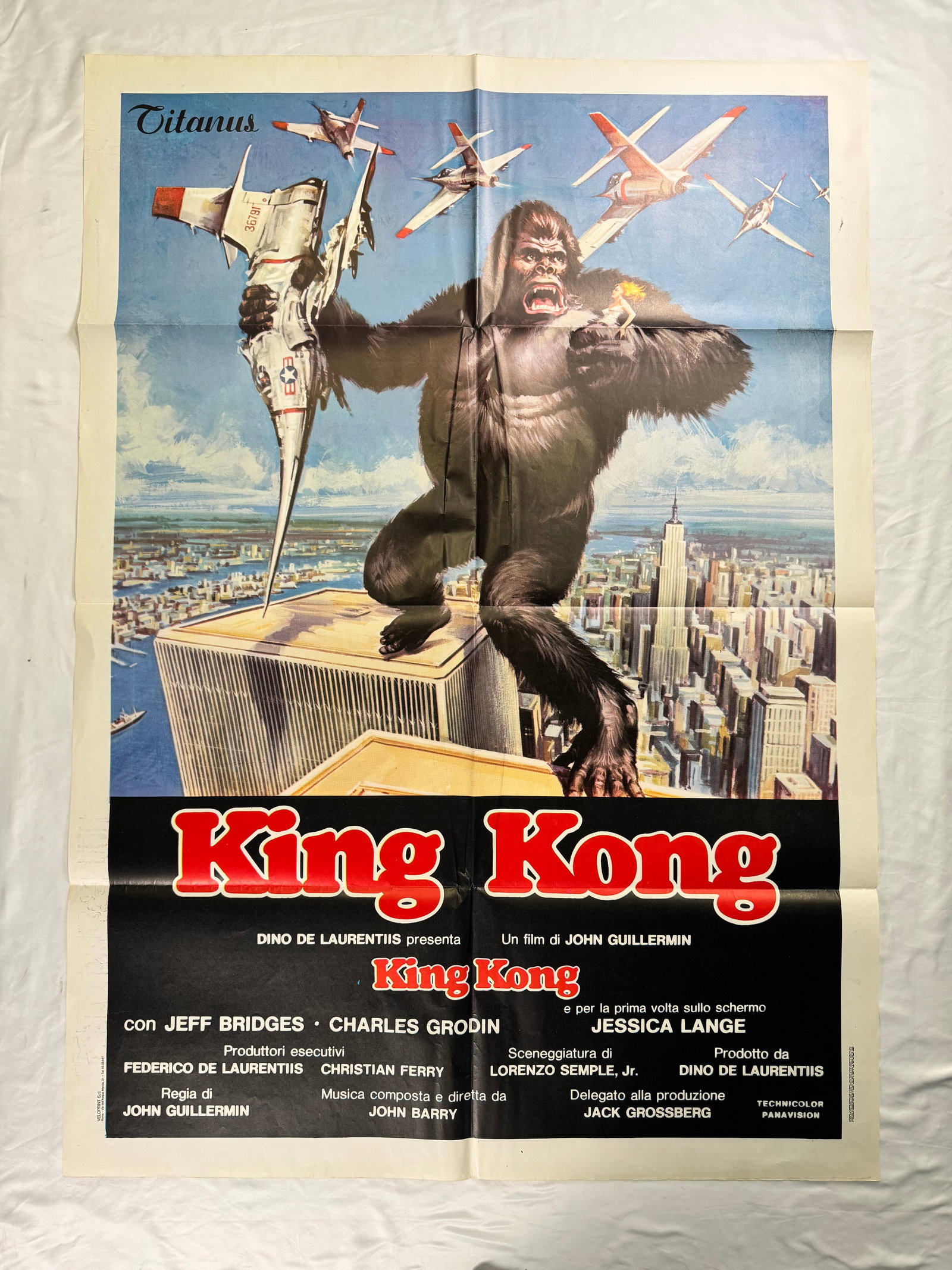 King Kong 1976 Large Original 2 Fogli Italian 1P Folded Movie Poster 39x55" Jessica Lange (1 of 5)