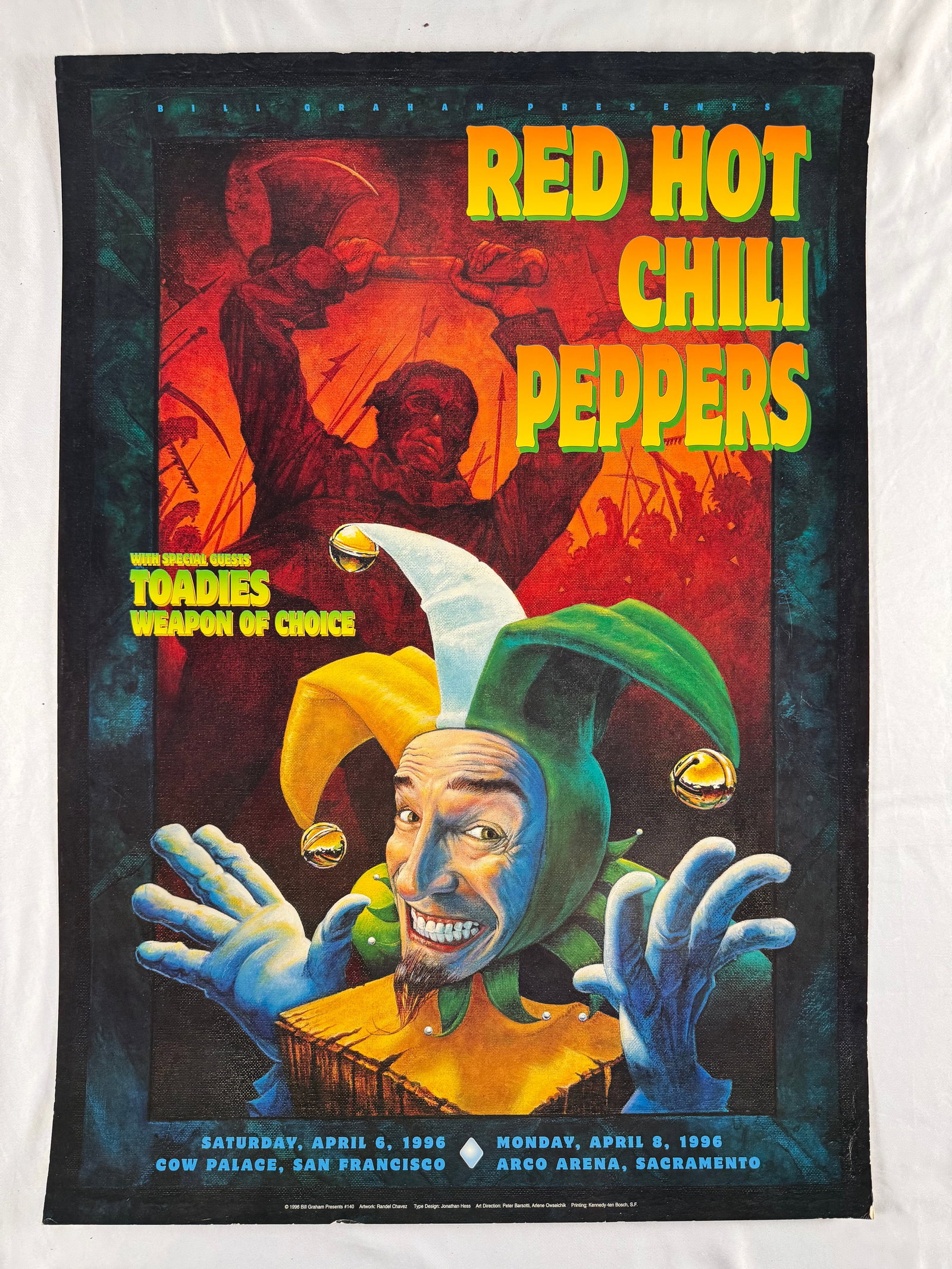 Red Hot Chili Peppers 1996 Cow Palace ARCO Arena Concert Poster Bill Graham (1 of 5)