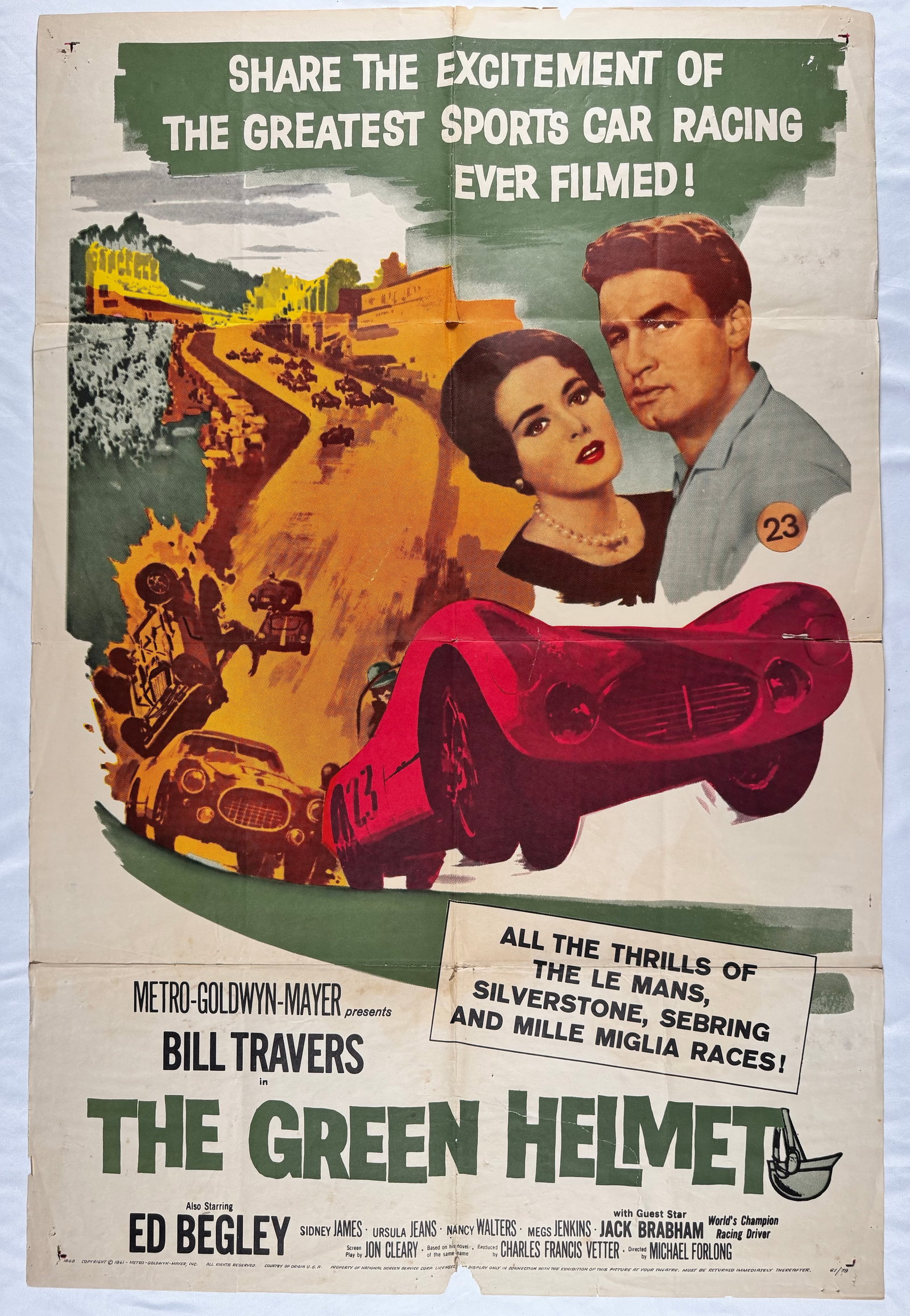 The Green Helmet 1961 MGM One Sheet Original Movie Poster Bill Travers Ed Begley (1 of 7)