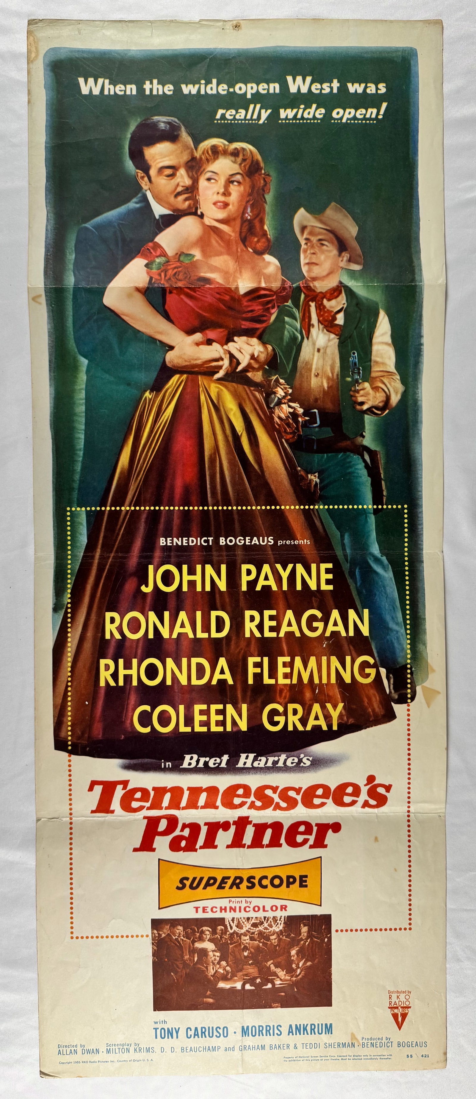 Tennessee's Partner 1955 Western Insert Poster John Payne Ronald Reagan Rhonda Fleming (1 of 3)