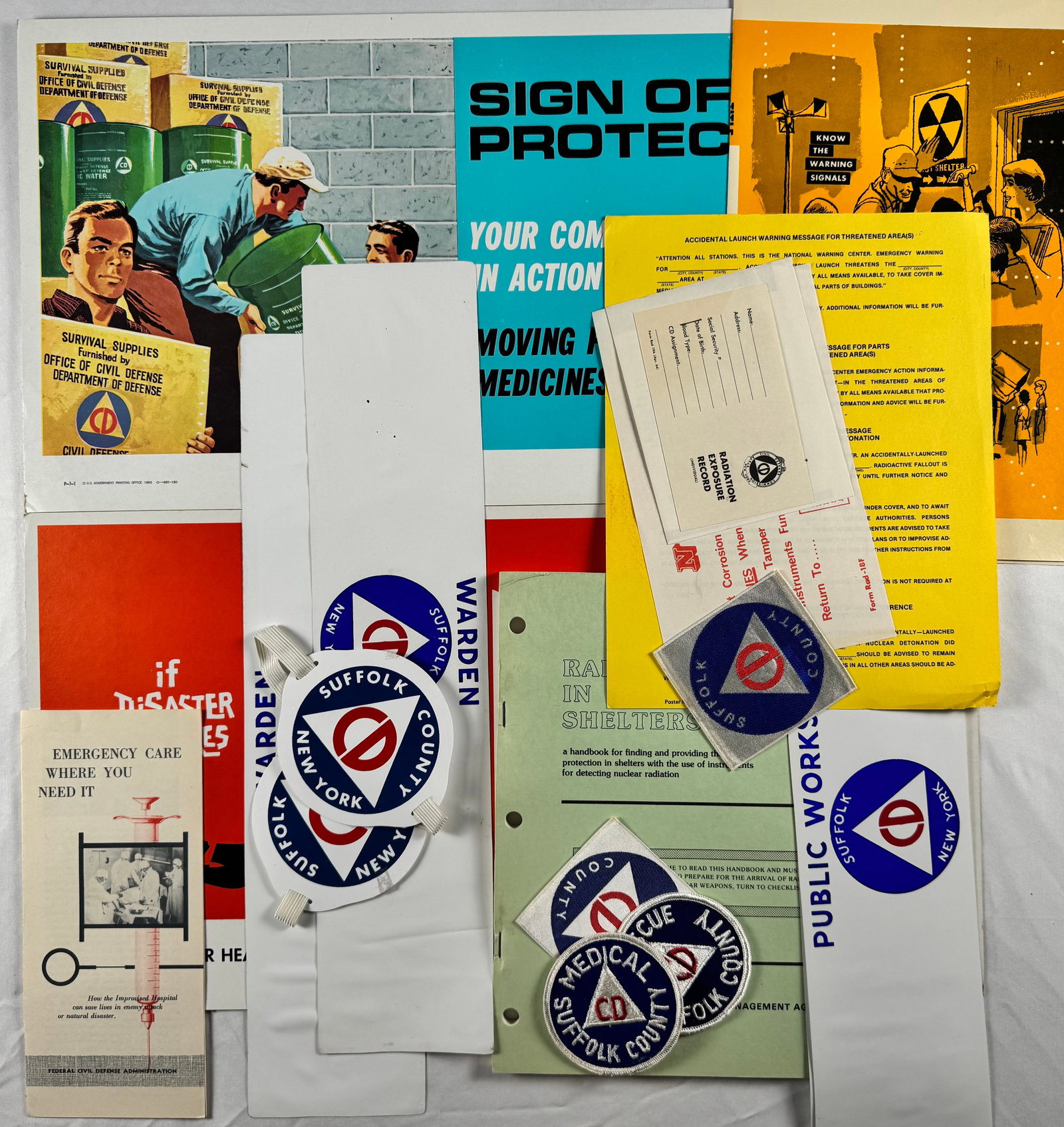 Vintage US Government Cold War Atomic Age Cold War Civil Defense Ephemera Lot Pamphlets Patches (1 of 6)