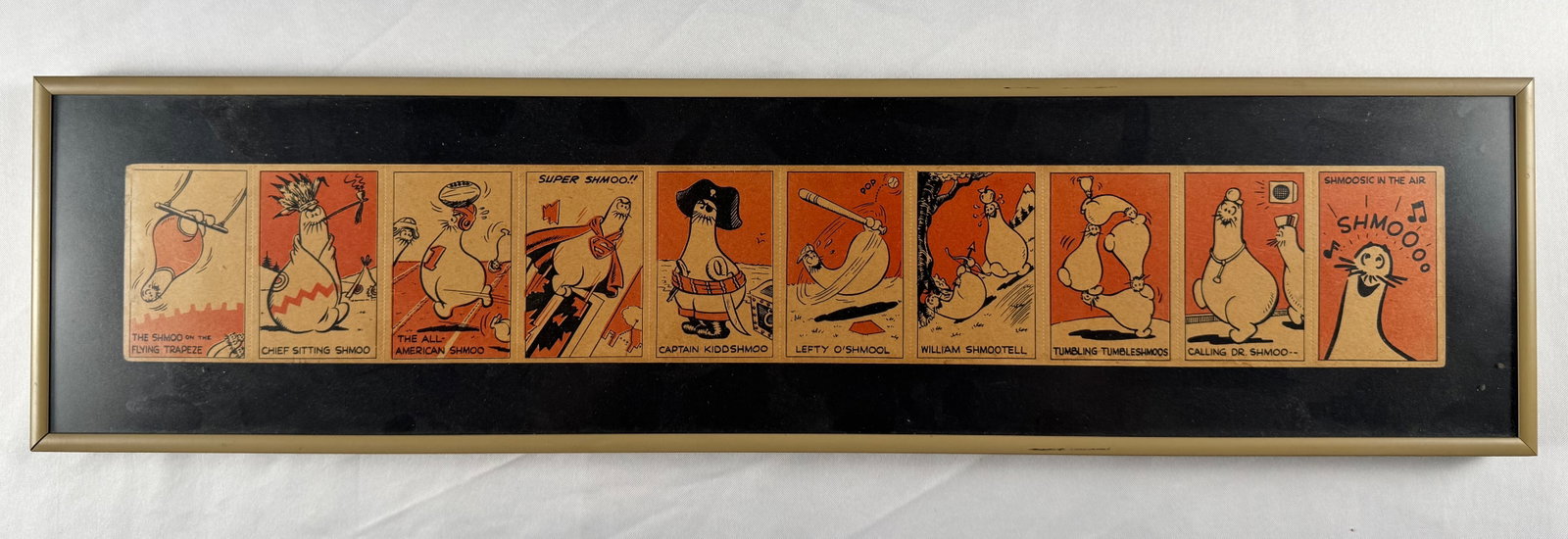 Vintage 1940s Al Capp Shmoo Strip Card Set Framed Display Li’l Abner Comic Panels (1 of 6)