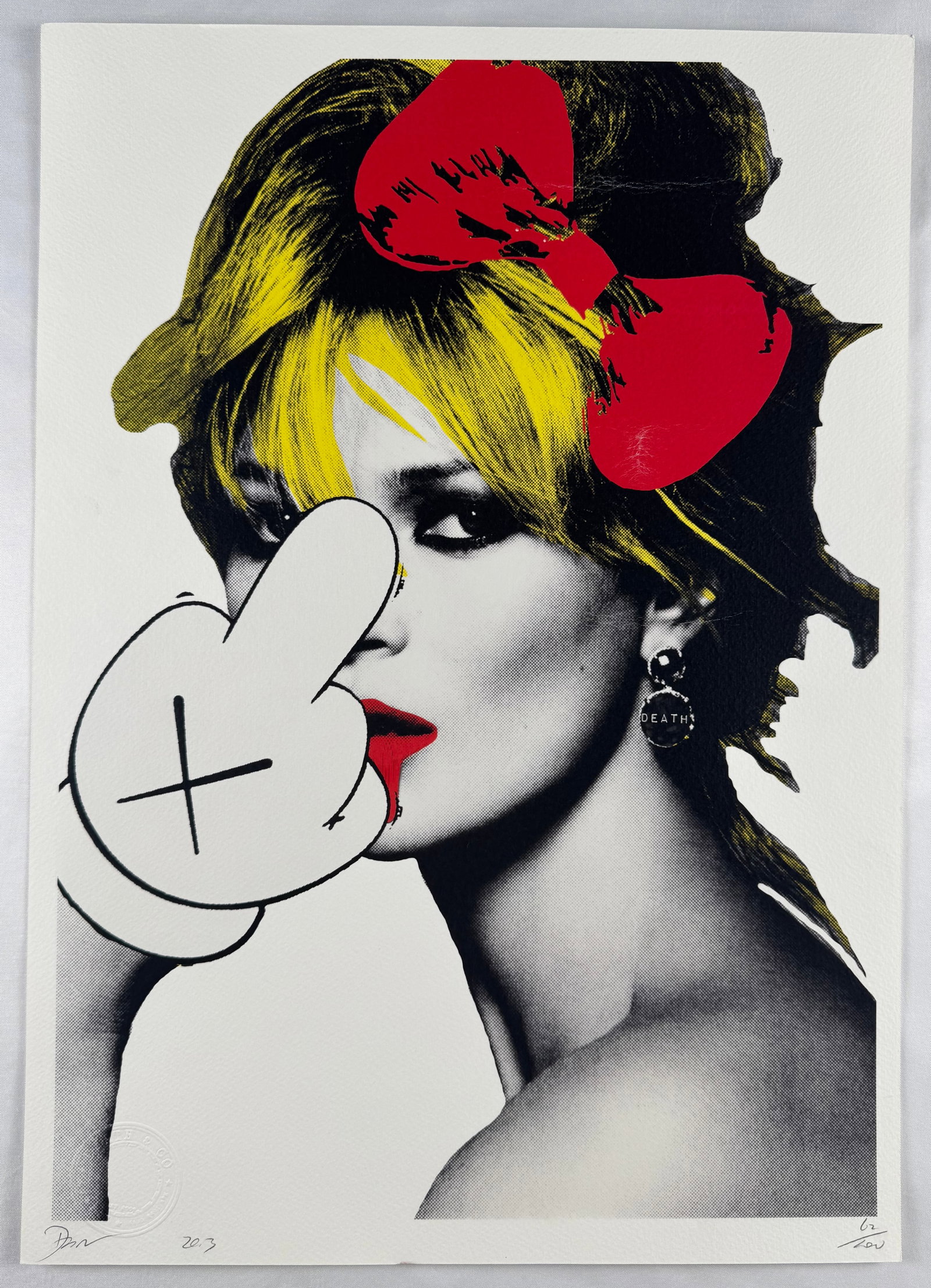 Death NYC 2013 Kate Moss KAWS Finger Red Screenprint 12.5x18" Signed 62/100 (1 of 4)