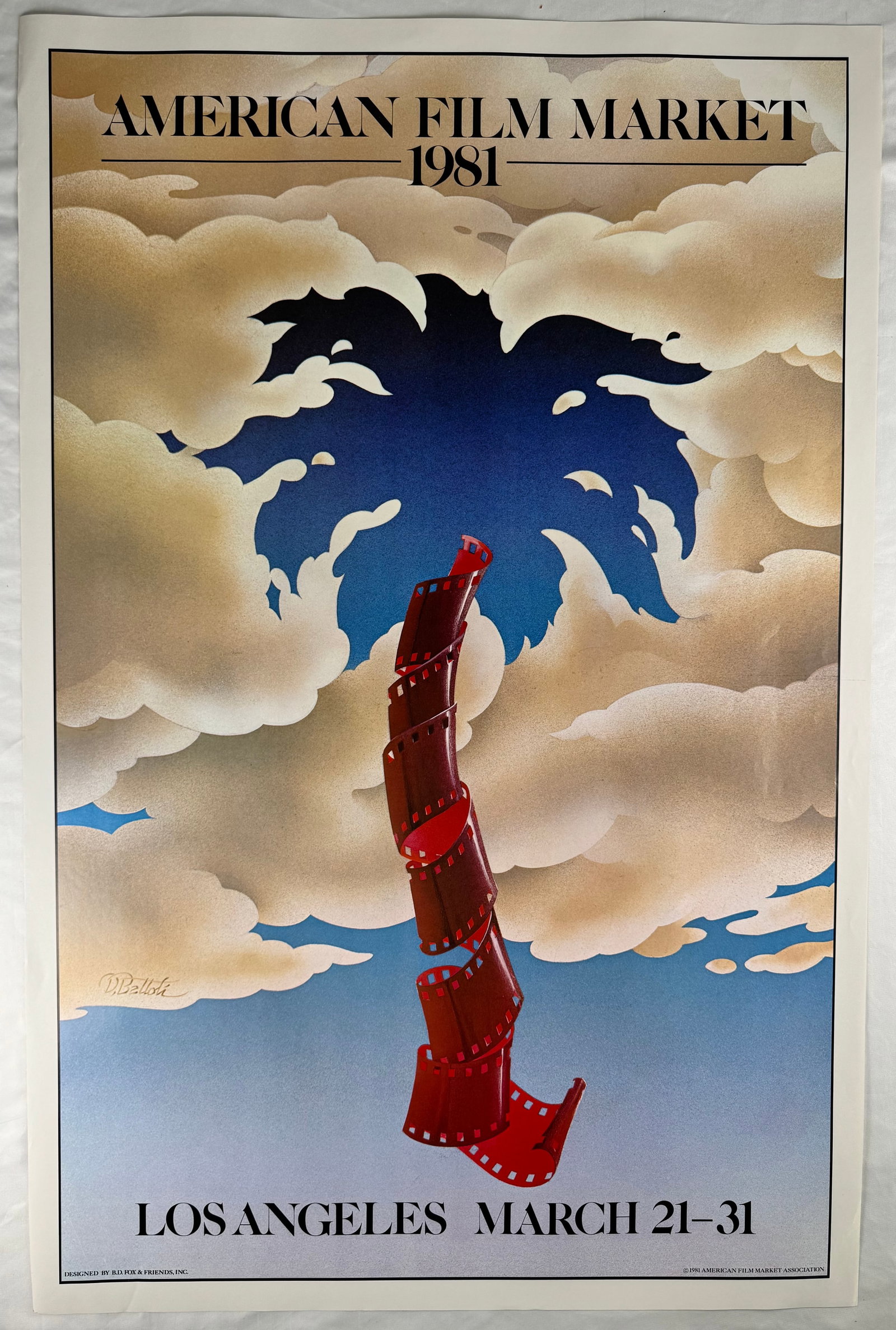 American Film Market 1981 Los Angeles Poster Film Strip Cloud Design 27x41" (1 of 5)