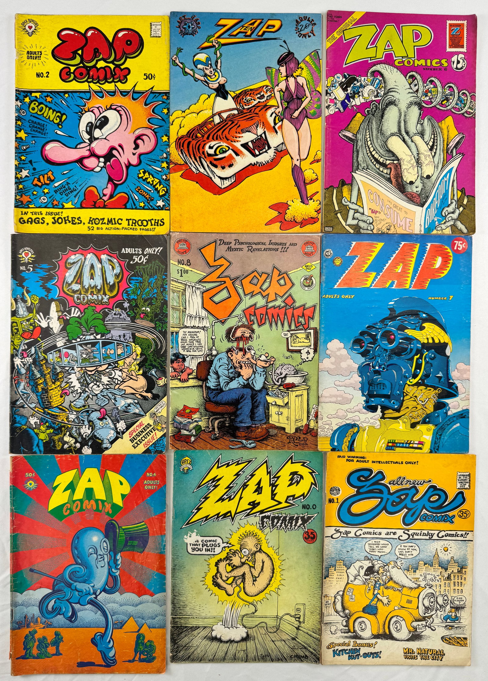 Lot of 9 Zap Comix Issues R Crumb Gilbert Shelton Underground 1960s-1970s (1 of 4)