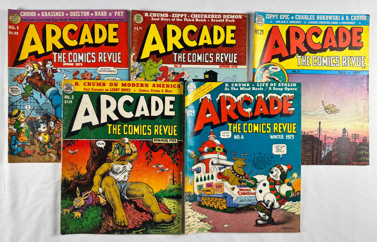 Lot of 5 Arcade The Comics Revue Underground Comics 1975 1976 Crumb Shelton Krasner (1 of 6)