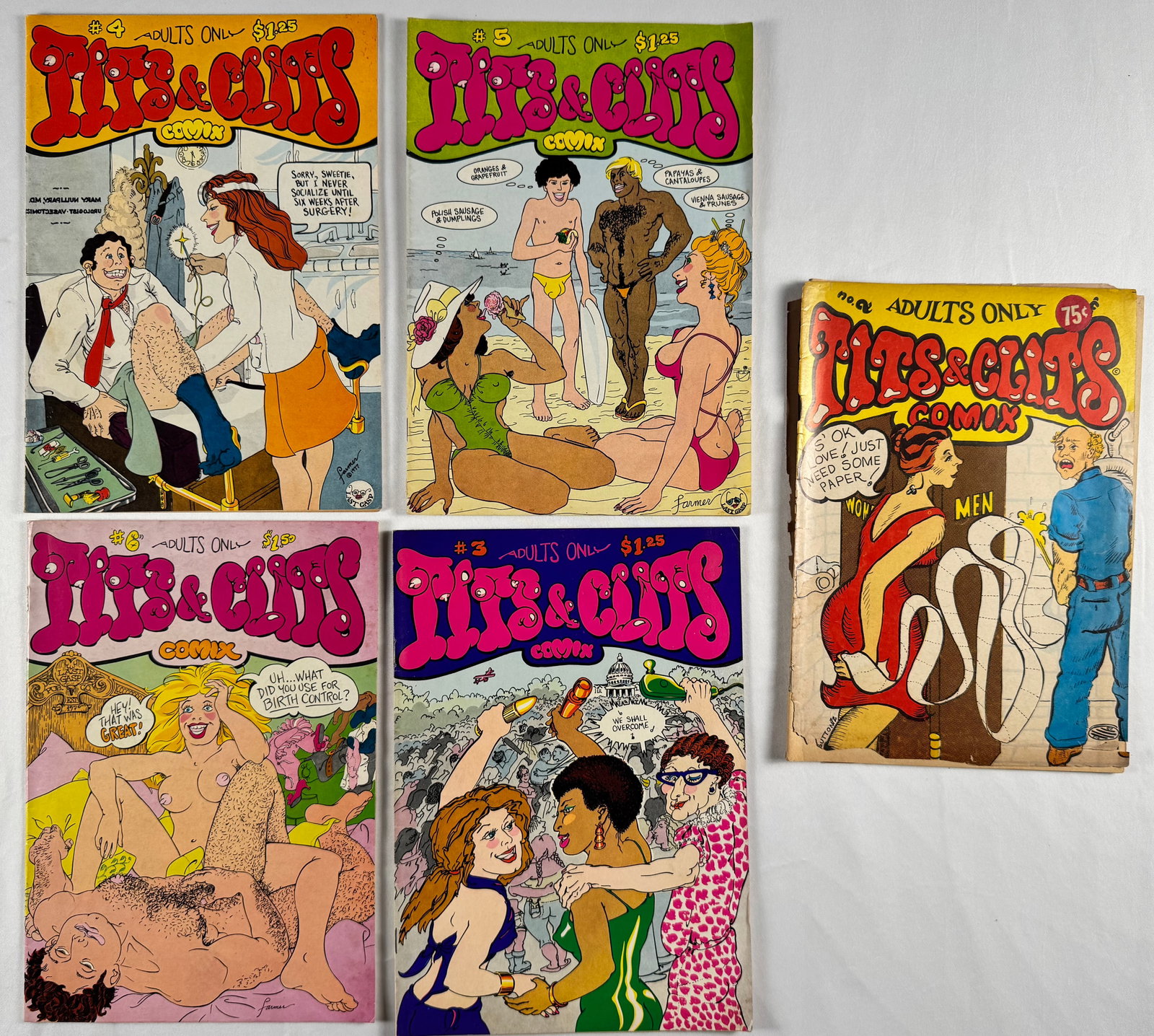 Lot of 5 Tits and Clits Comix Underground Comics Nos.3 4 5 6 Plus Issue 9 (1 of 7)