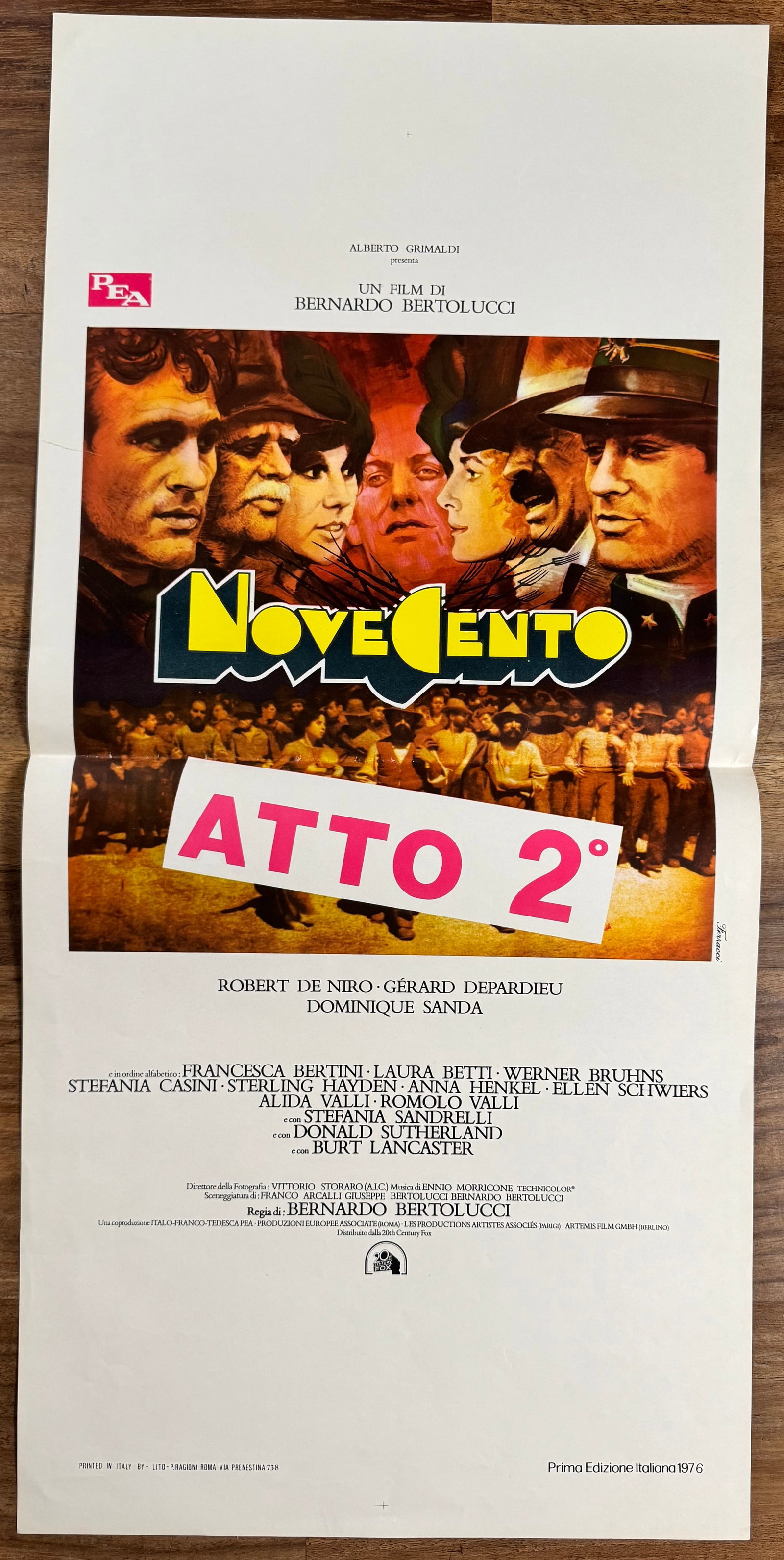 1900 Novecento 1976 Italian Locandino Movie Poster Bertolucci 13x27.5": 1900 (Novecento) (1976) directed by Bernardo Bertolucci, starring Robert De Niro, Gérard Depardieu and Burt Lancaster. Original folded Italian locandino poster for the historical drama.